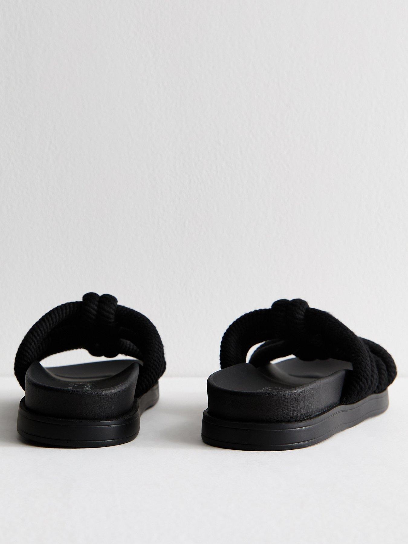 Image 3 of 6 of New Look Knotted Rope Strap Mule Sandals - Black