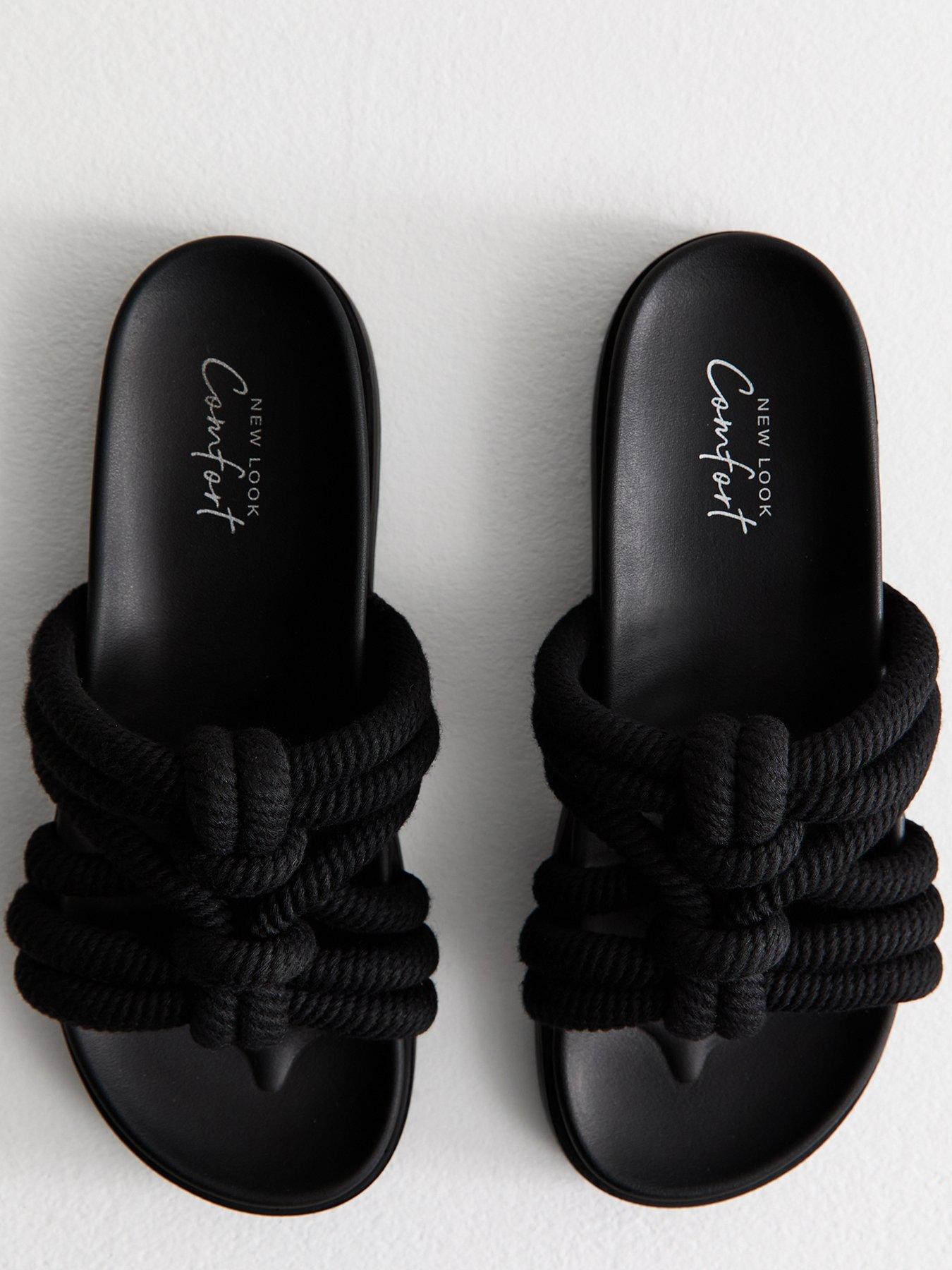 Image 4 of 6 of New Look Knotted Rope Strap Mule Sandals - Black