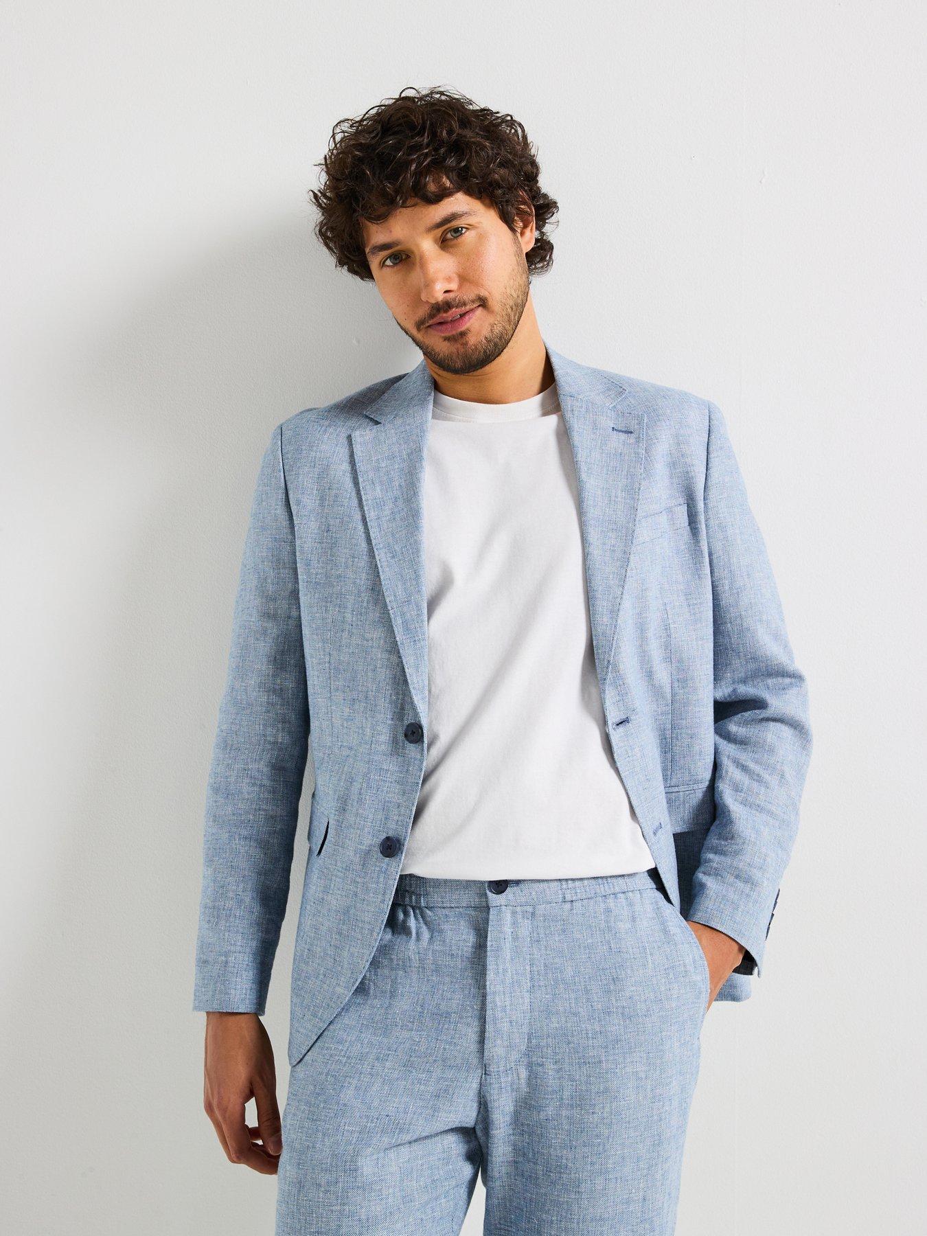 undefined Regular Fit Malik Blazer - Light Blue