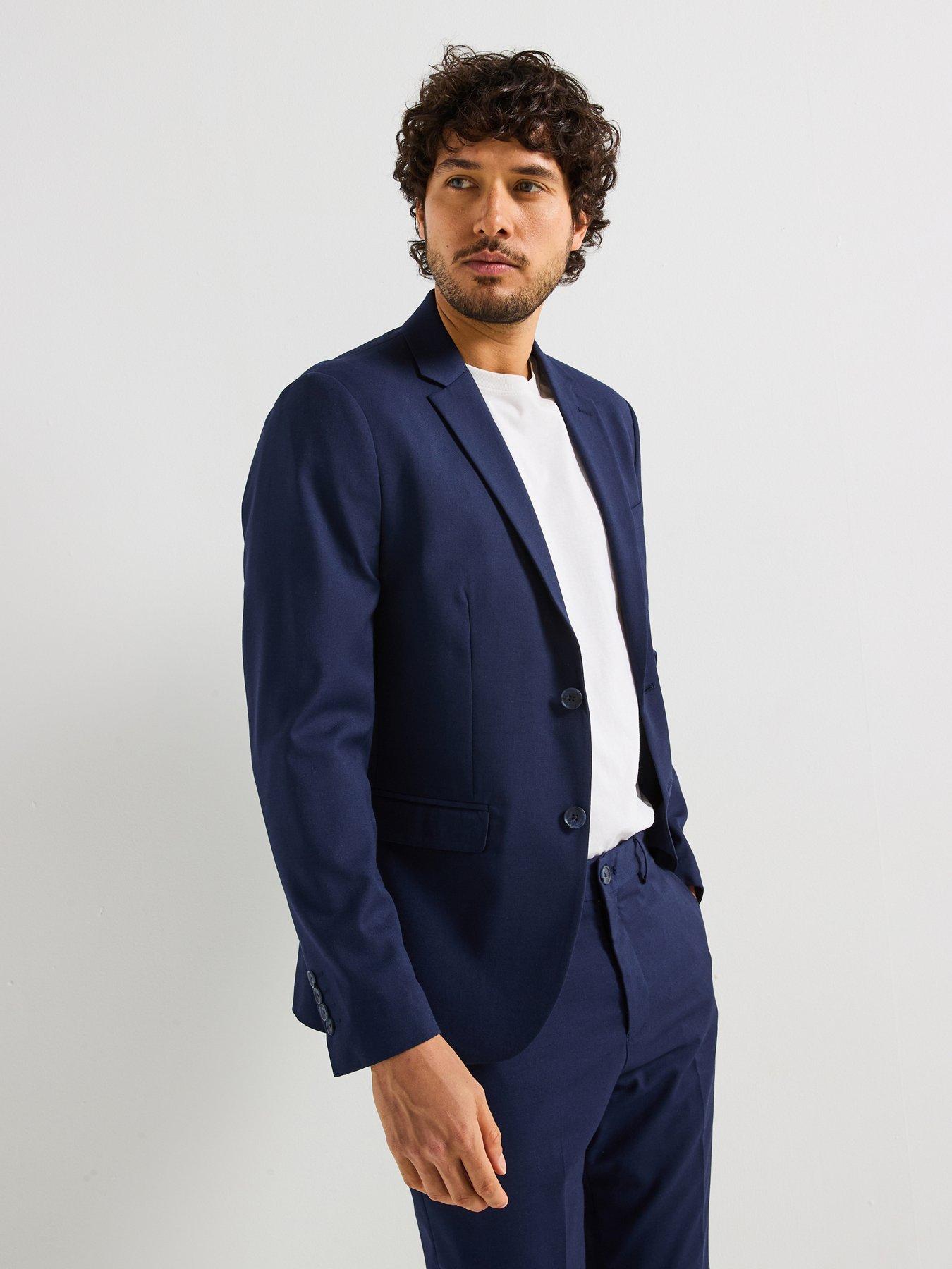 undefined Slim Fit Cedric Structured Blazer - Navy
