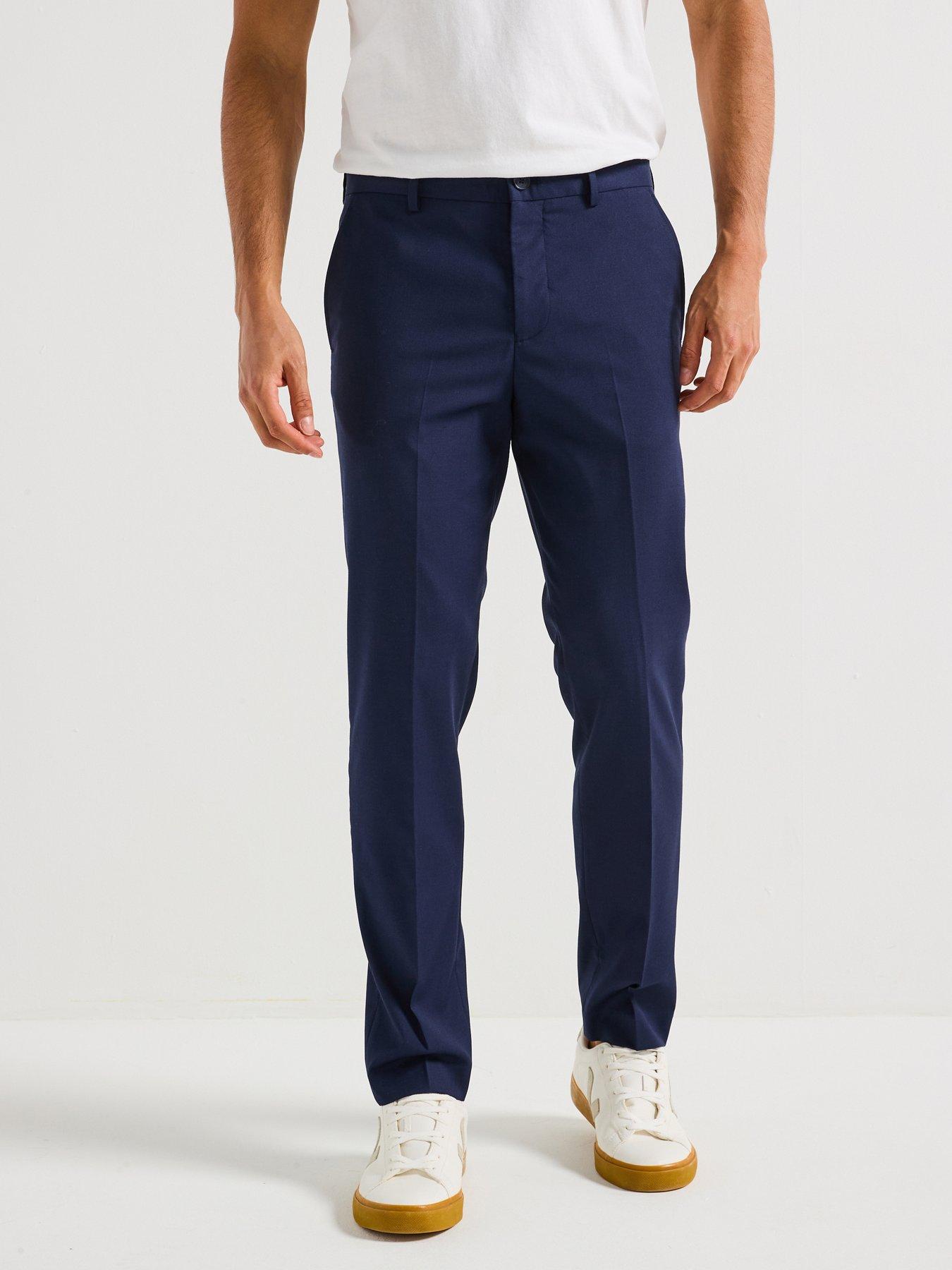 undefined Slim Fit Cedric Structured Suit Trousers - Navy