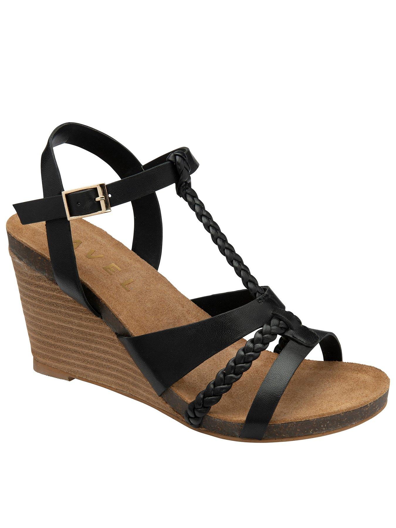 Ravel Ardo Wedge Sandals, Black, Size 8, Women