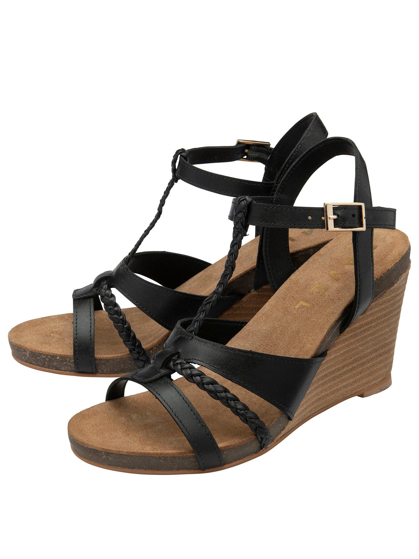 Ravel Ardo Wedge Sandals Black Leather Very