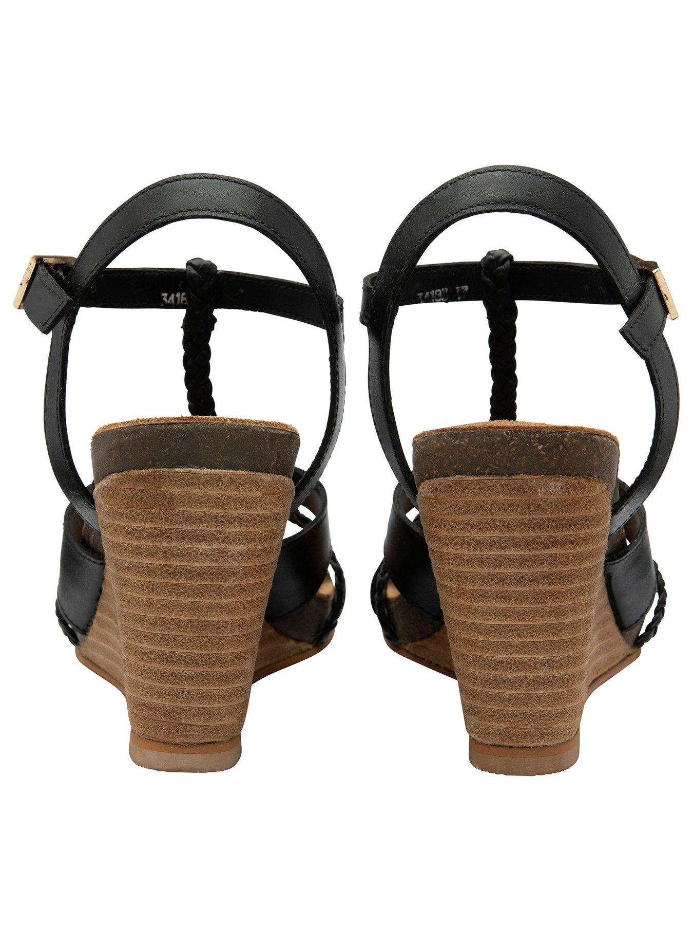 Ravel Ardo Wedge Sandals Black Leather Very