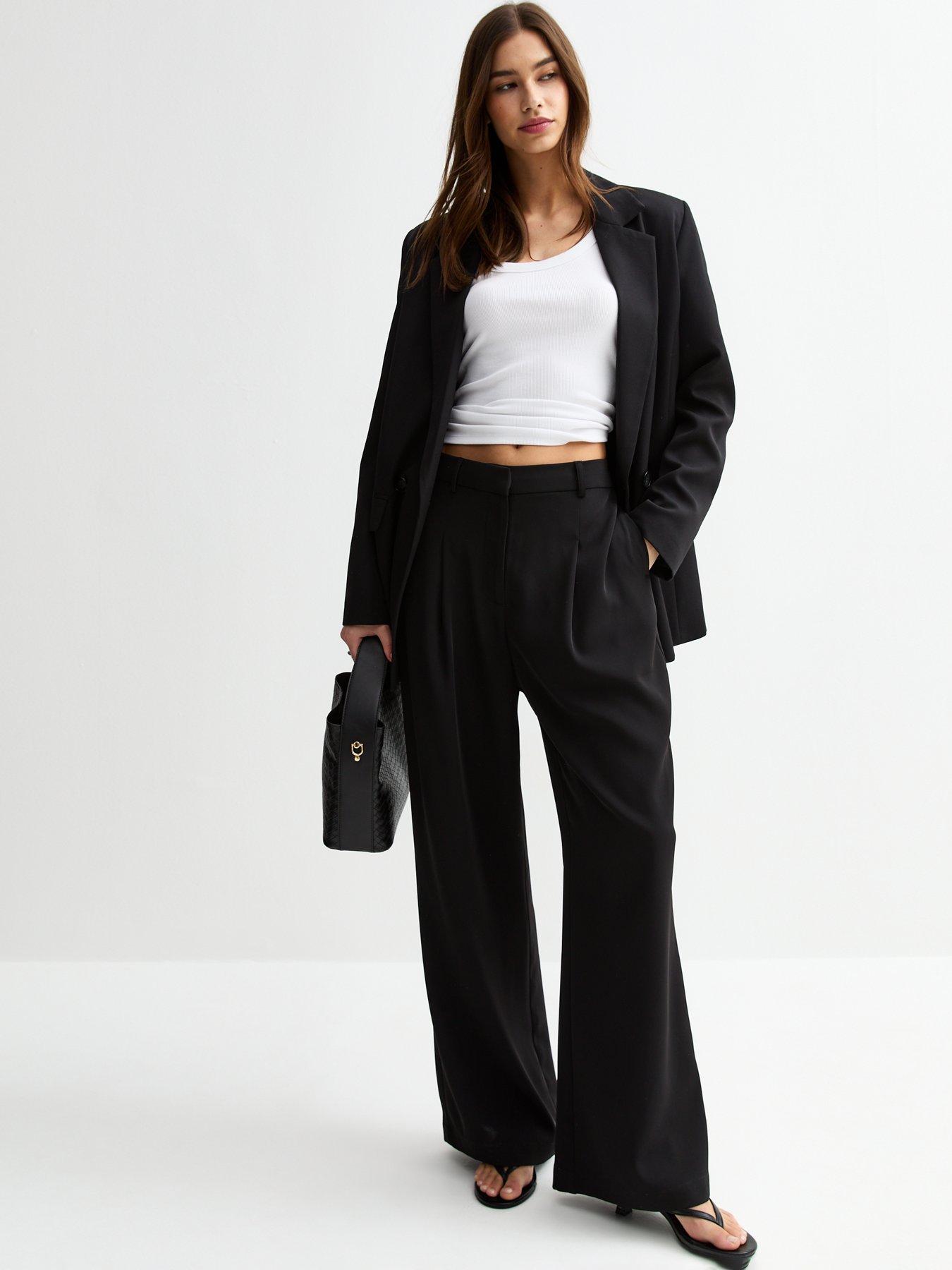 undefined Black Straight Leg Tailored Trousers