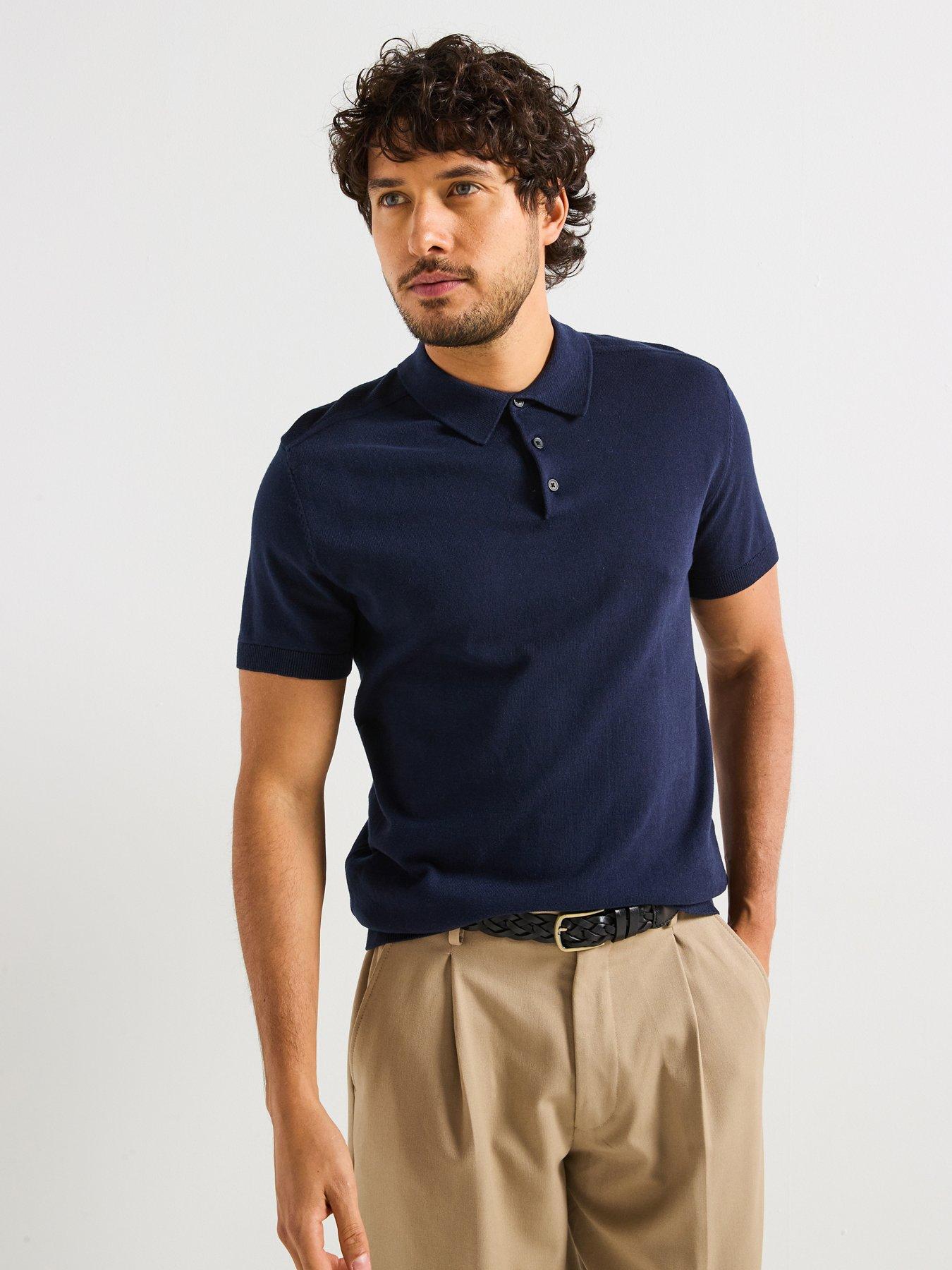 undefined Berg Short Sleeve Knitted Polo - Navy