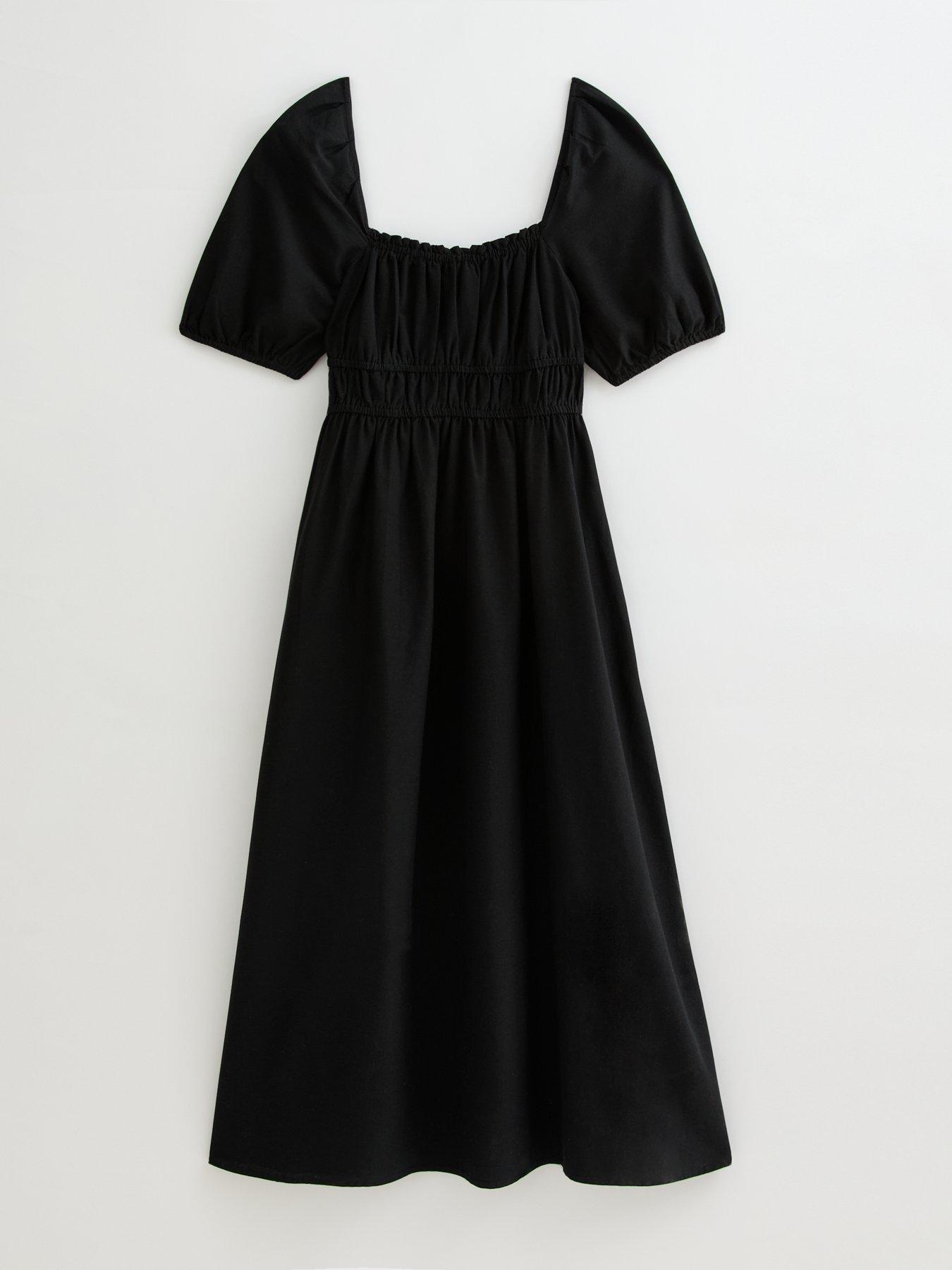 Image 5 of 5 of New Look Black Puff Sleeve Midi Dress