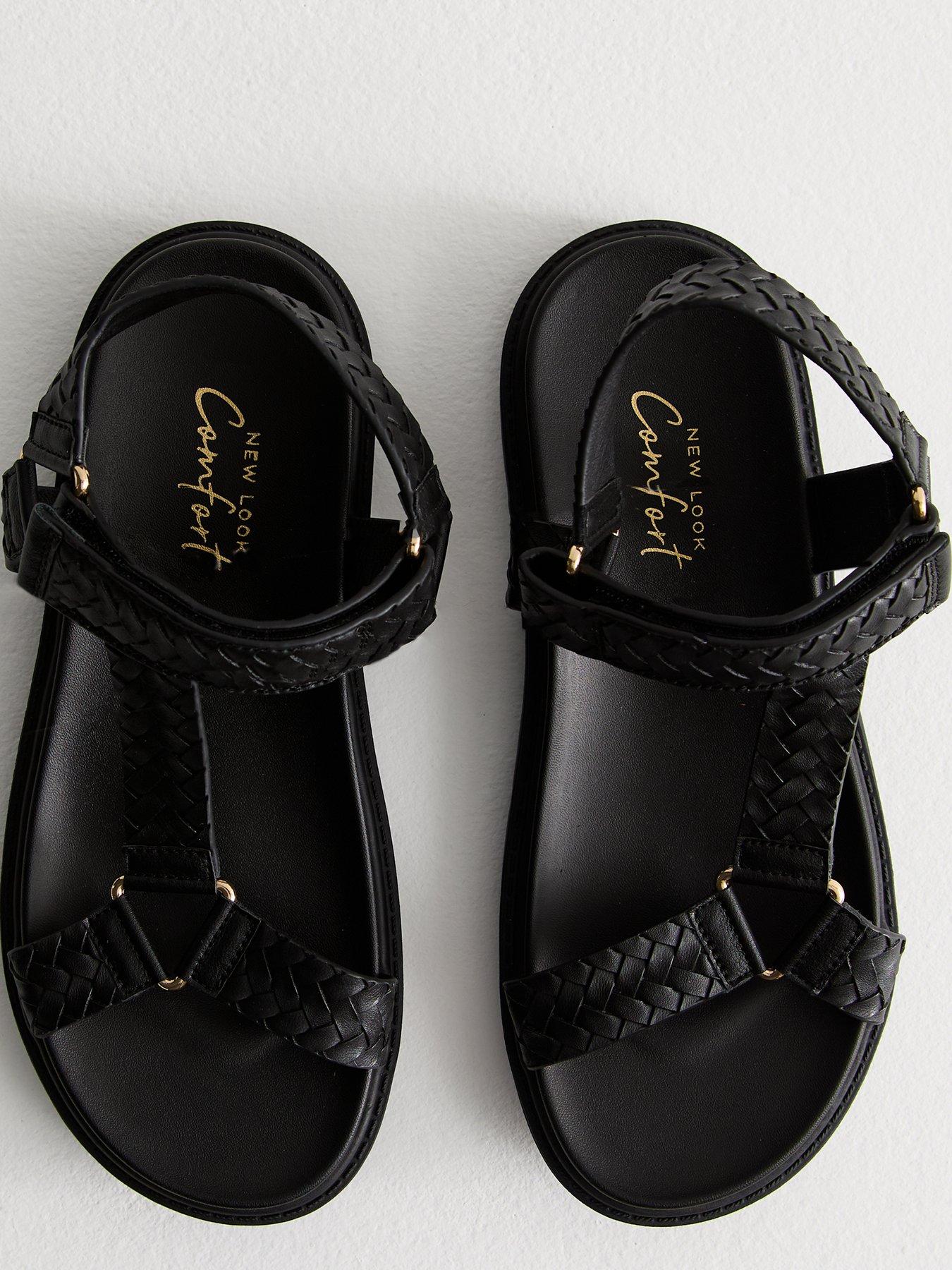 Image 4 of 6 of New Look Black Woven Strap Sandals