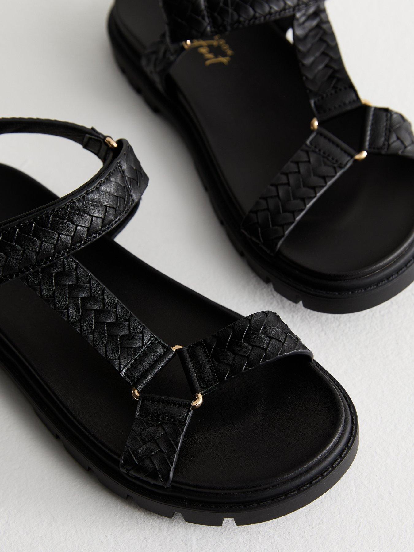 Image 5 of 6 of New Look Black Woven Strap Sandals