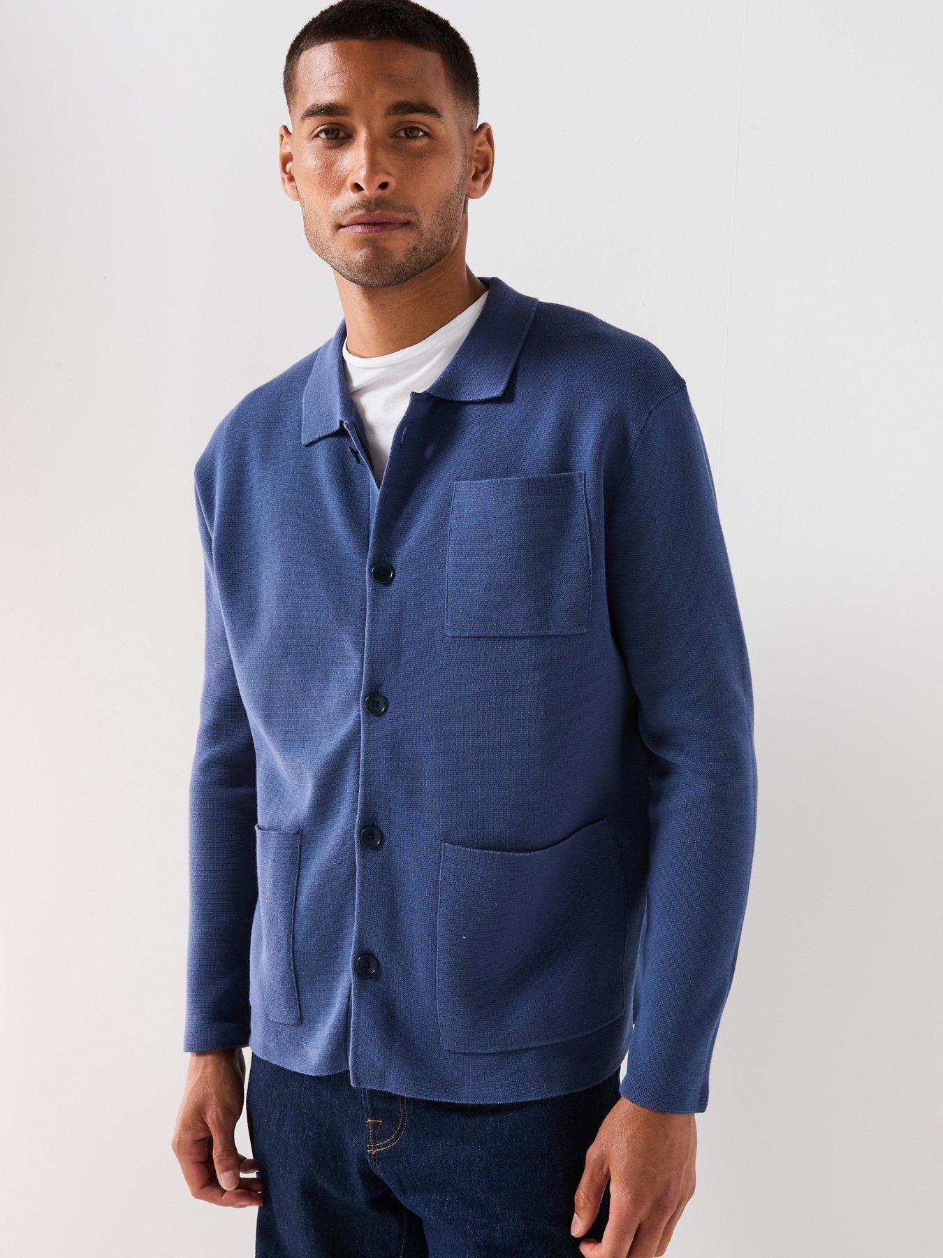Selected Homme Mike Lightweight Relaxed Fit Long Sleeve Knitted Cardigan - Blue