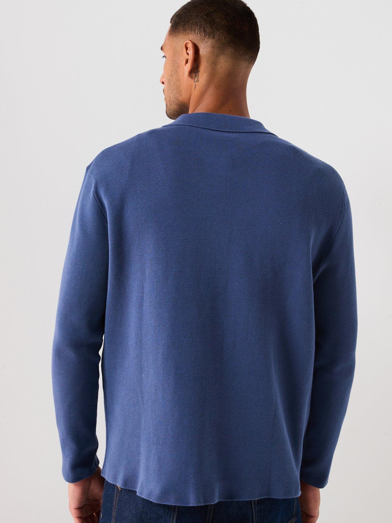 Image 2 of 6 of Selected Homme Mike Lightweight Relaxed Fit Long Sleeve Knitted Cardigan - Blue
