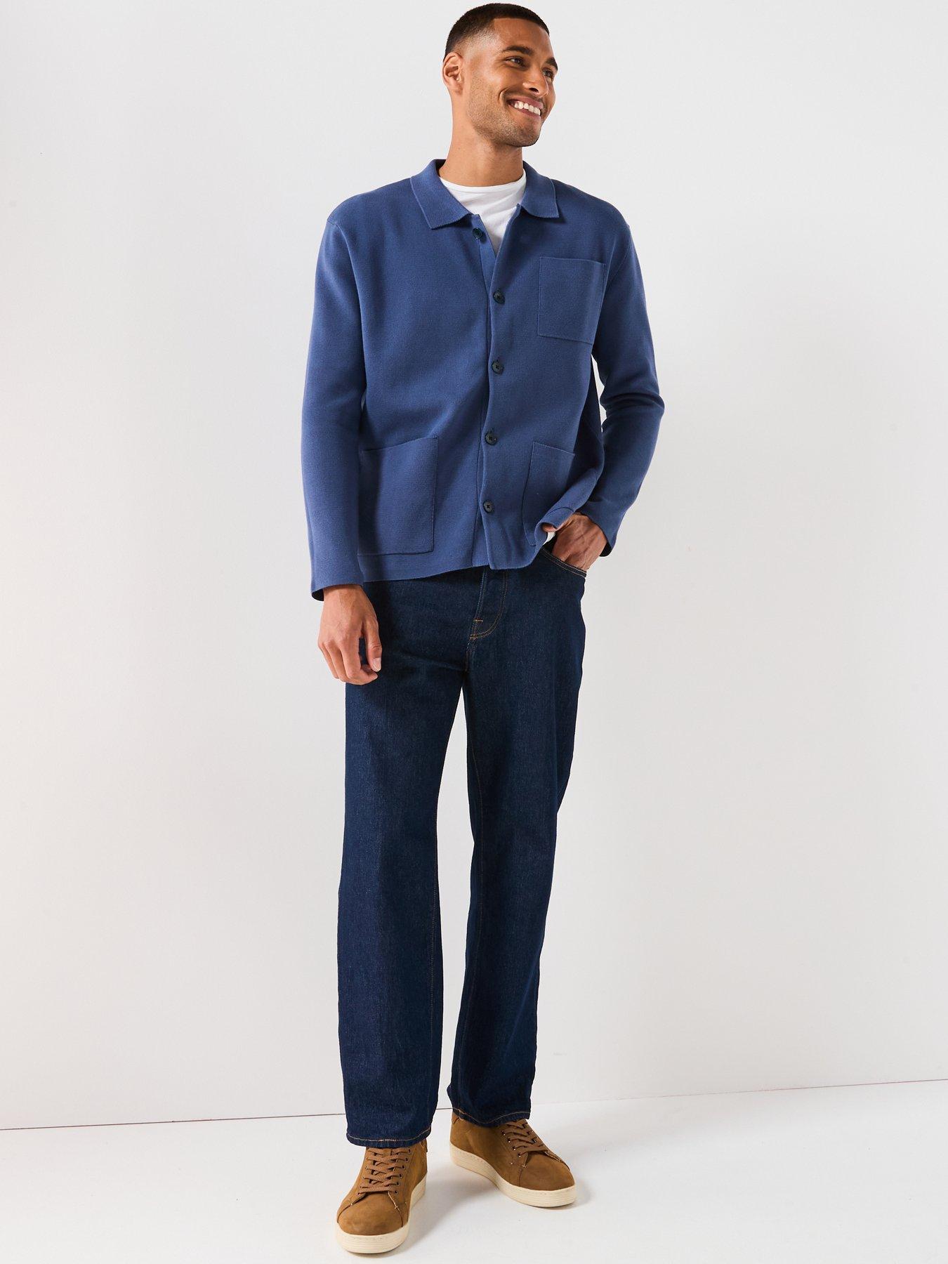 Image 3 of 6 of Selected Homme Mike Lightweight Relaxed Fit Long Sleeve Knitted Cardigan - Blue