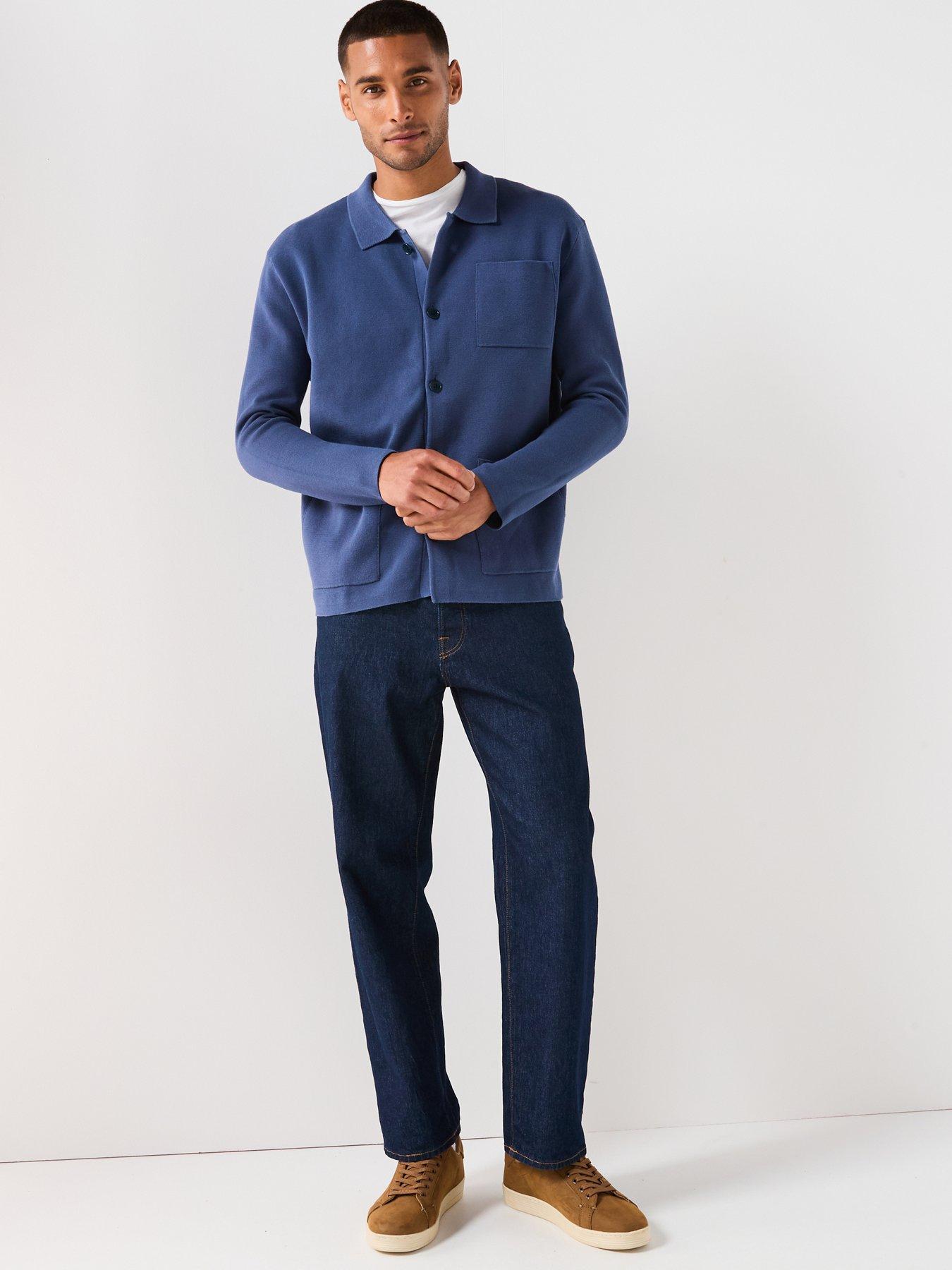 Image 5 of 6 of Selected Homme Mike Lightweight Relaxed Fit Long Sleeve Knitted Cardigan - Blue