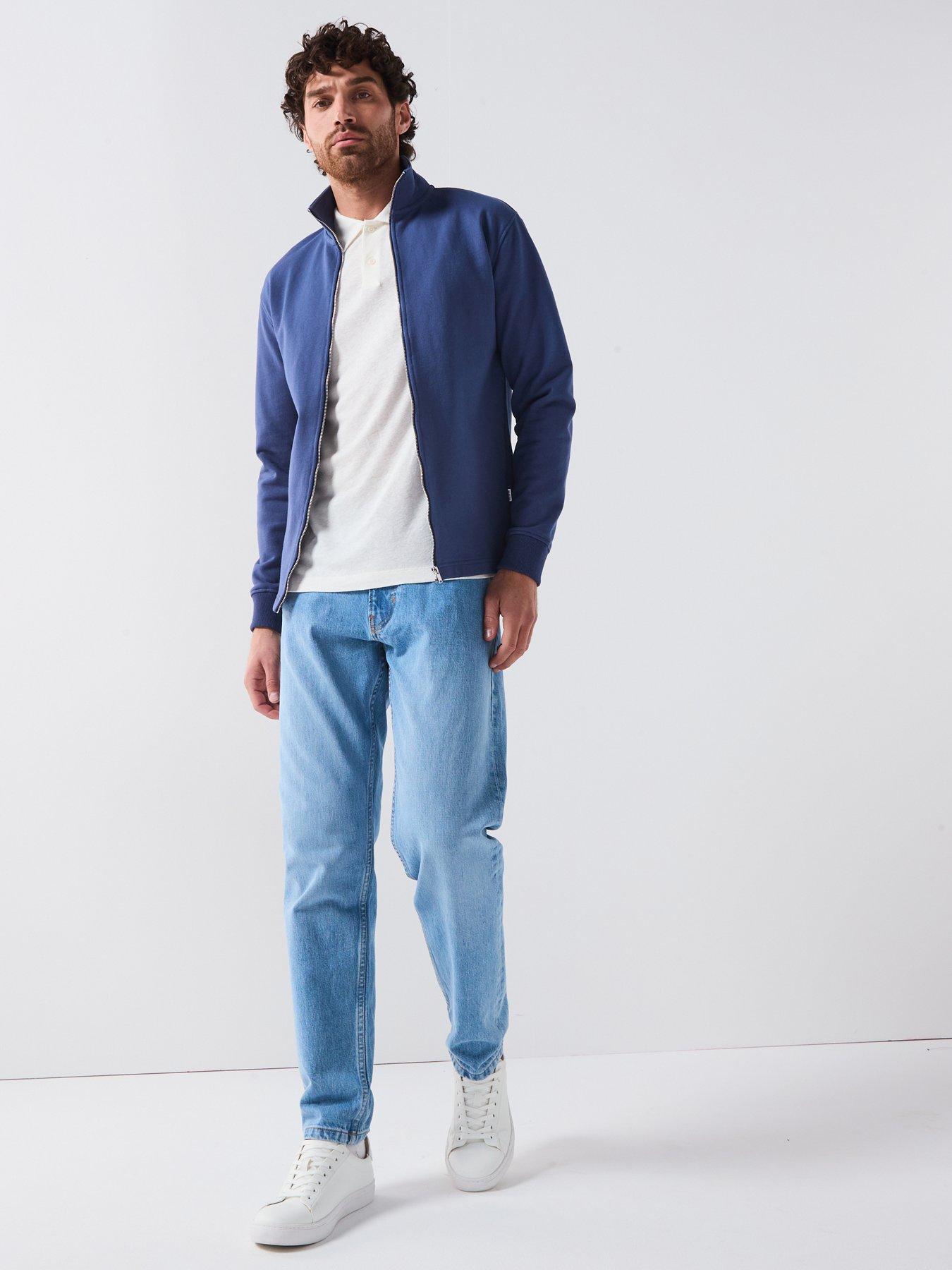 Image 3 of 6 of Selected Homme Halban High Neck Full Zip Sweat Top - Blue