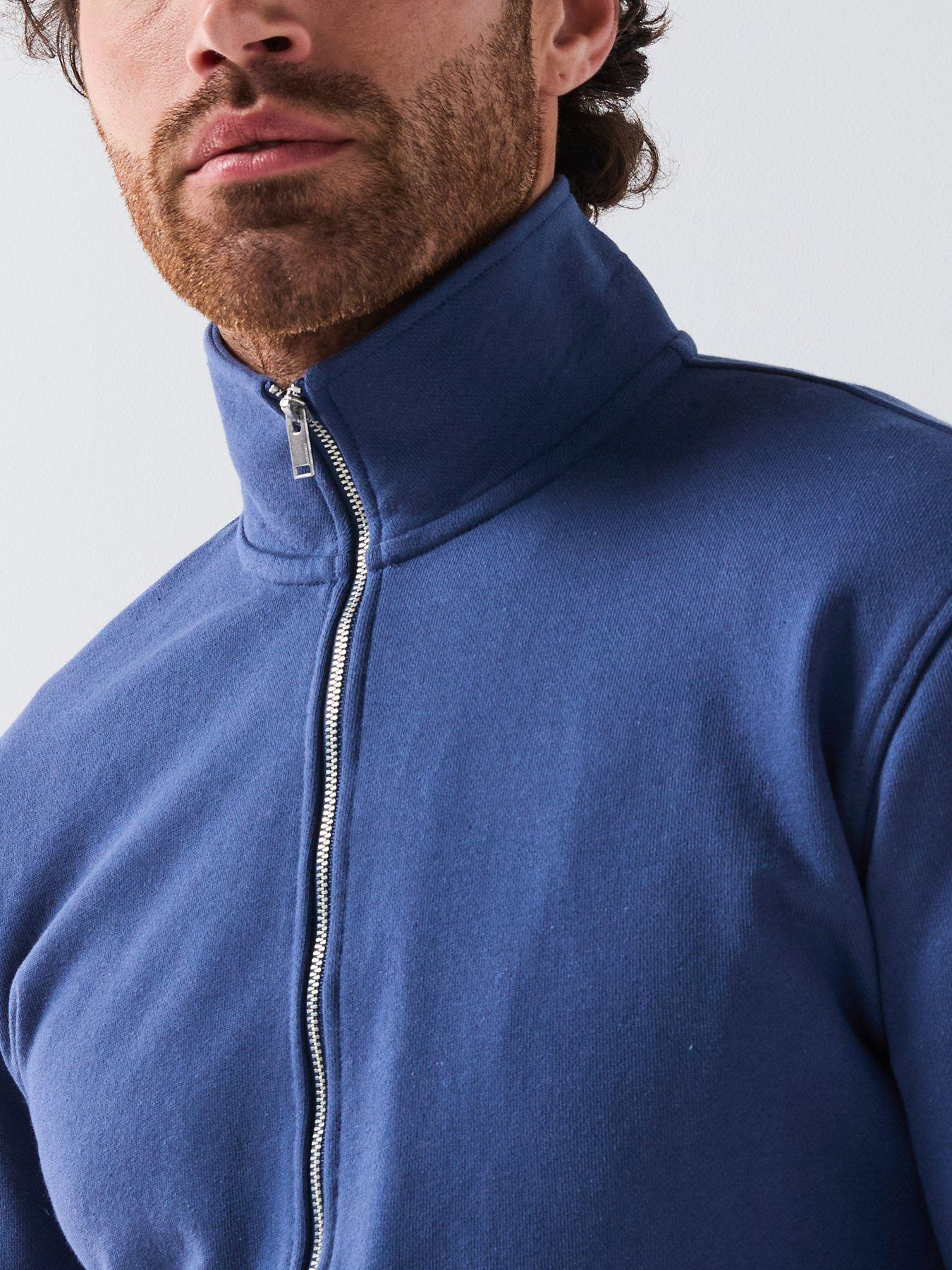 Image 6 of 6 of Selected Homme Halban High Neck Full Zip Sweat Top - Blue