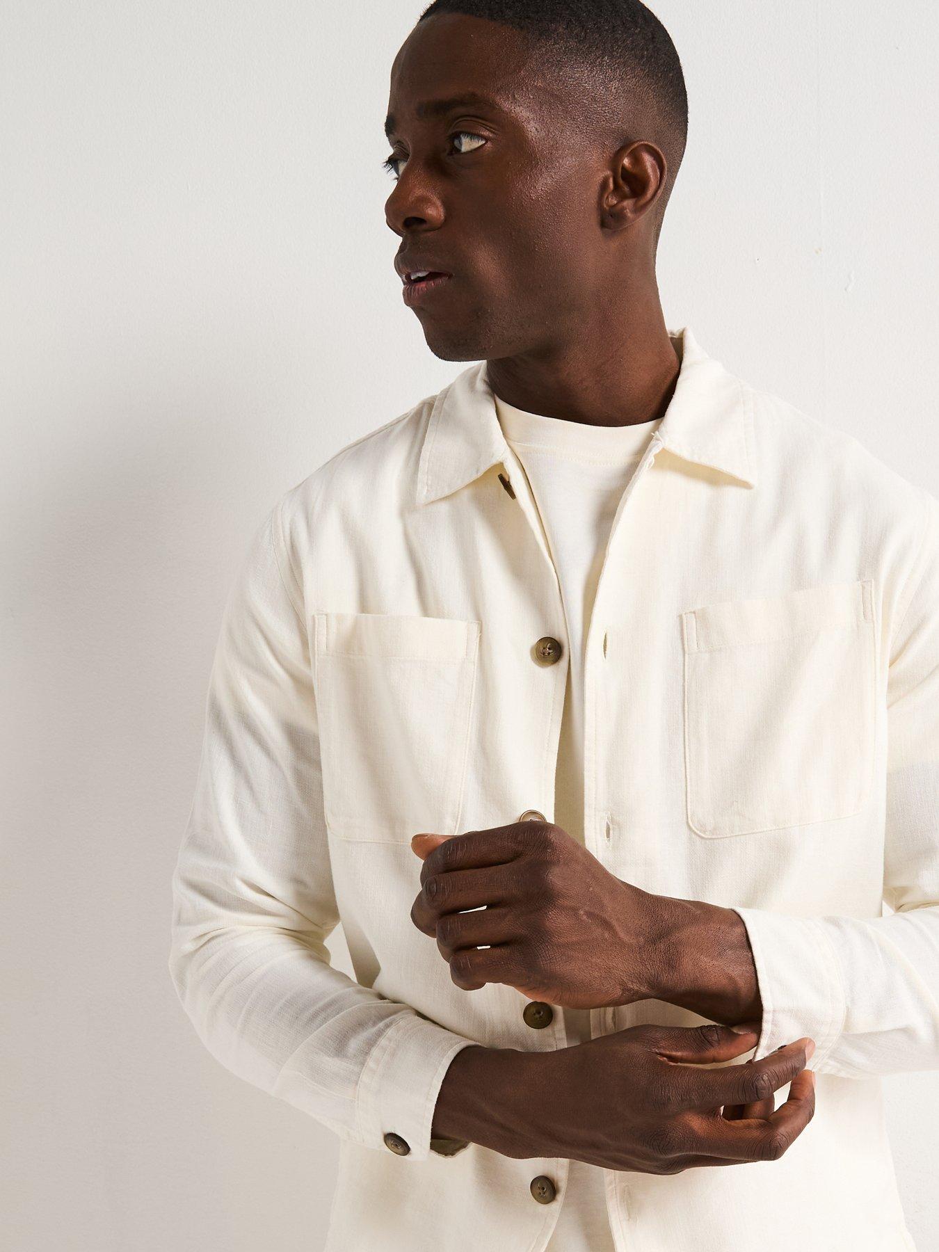 Image 4 of 6 of Selected Homme Brody Long Sleeve Overshirt - White