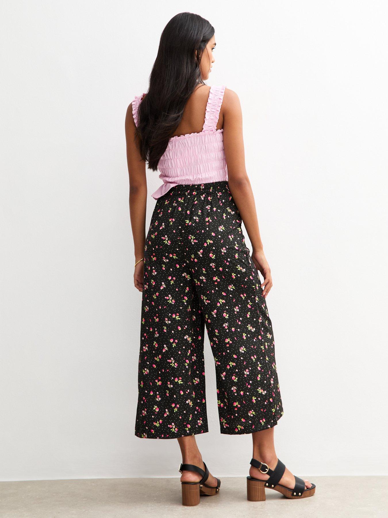2920033 Black-Pink Floral Trousers main image 1