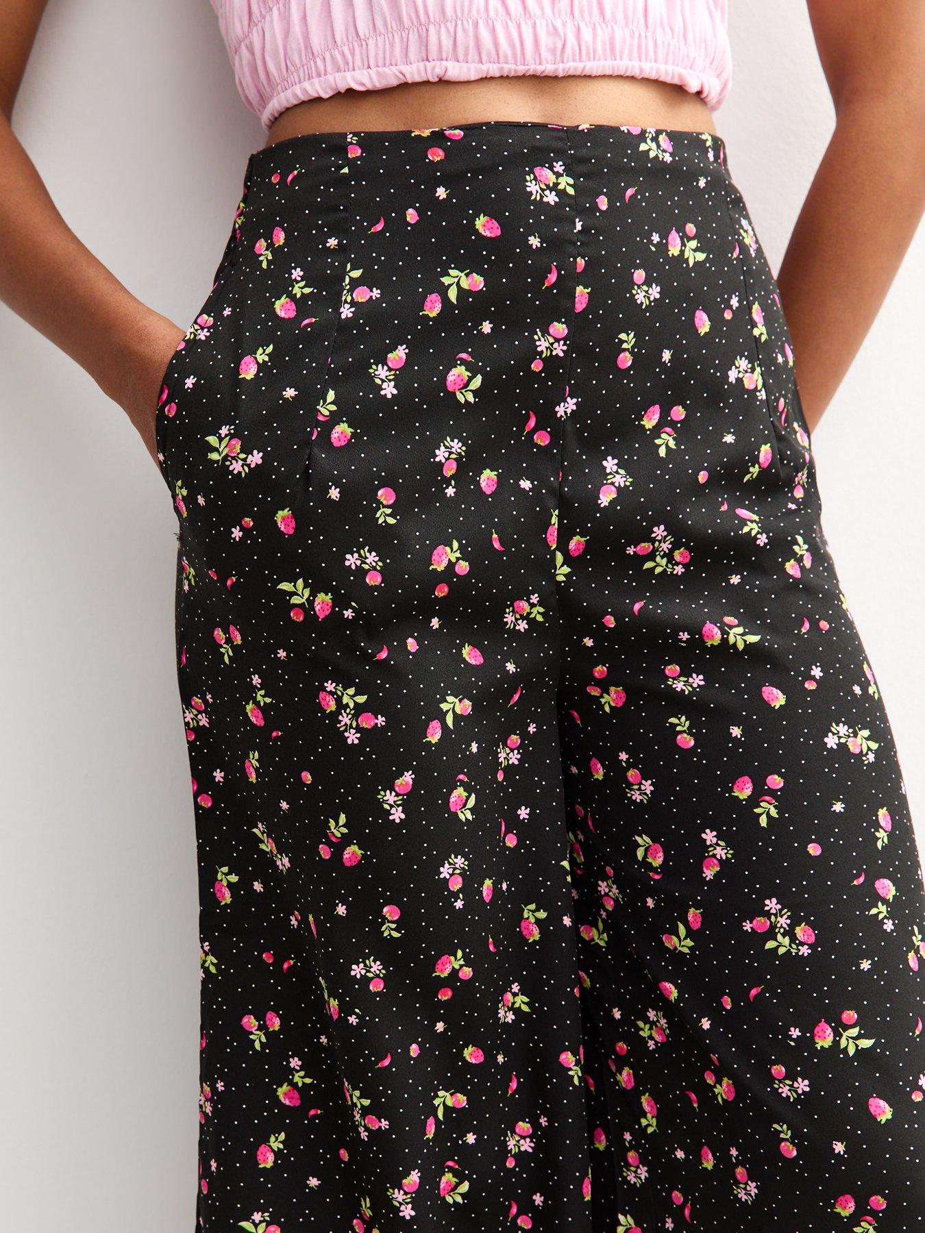2920003 Black Floral Skinny Trousers