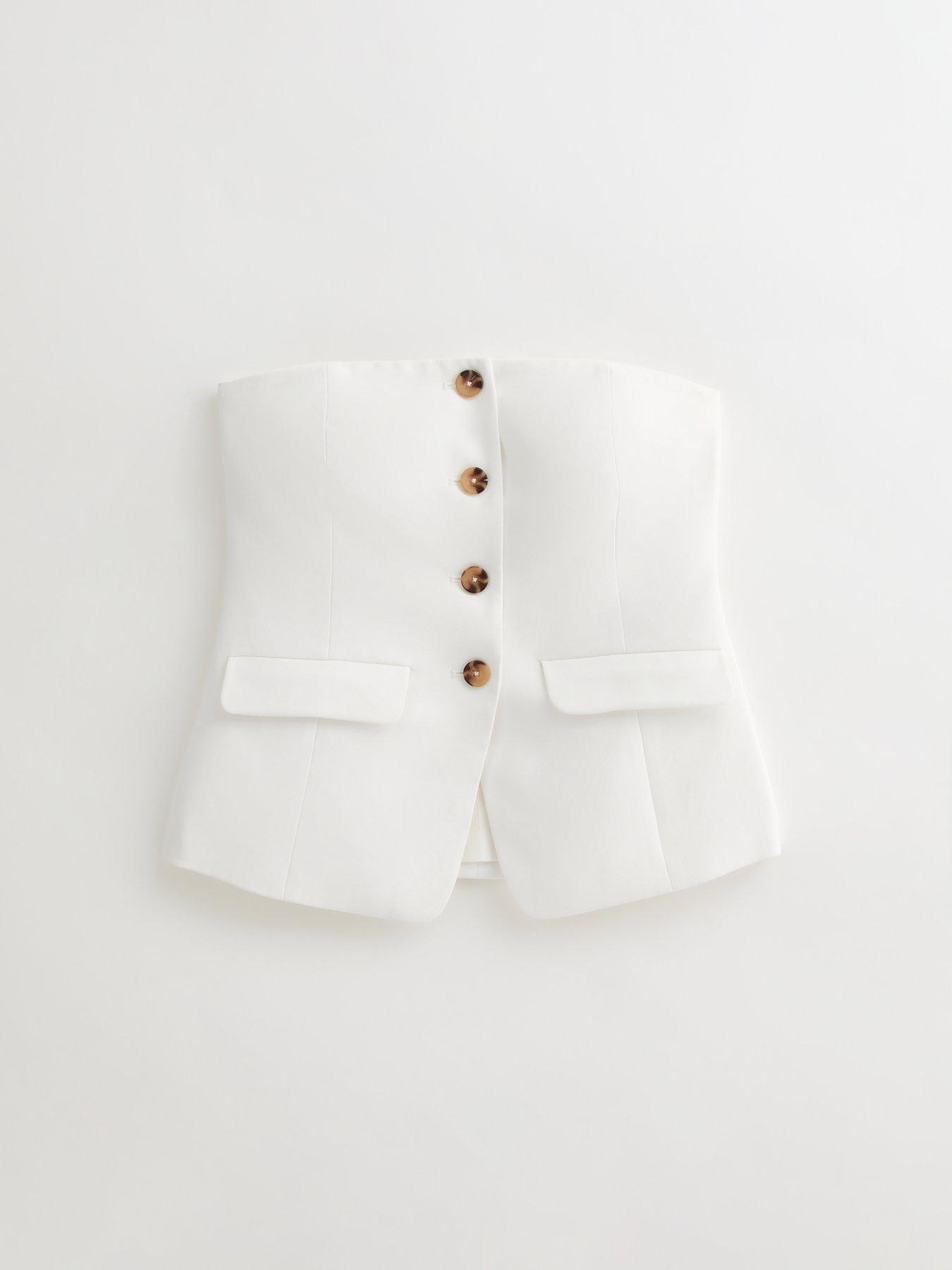 Image 5 of 5 of New Look White Button Front Bandeau Waistcoat
