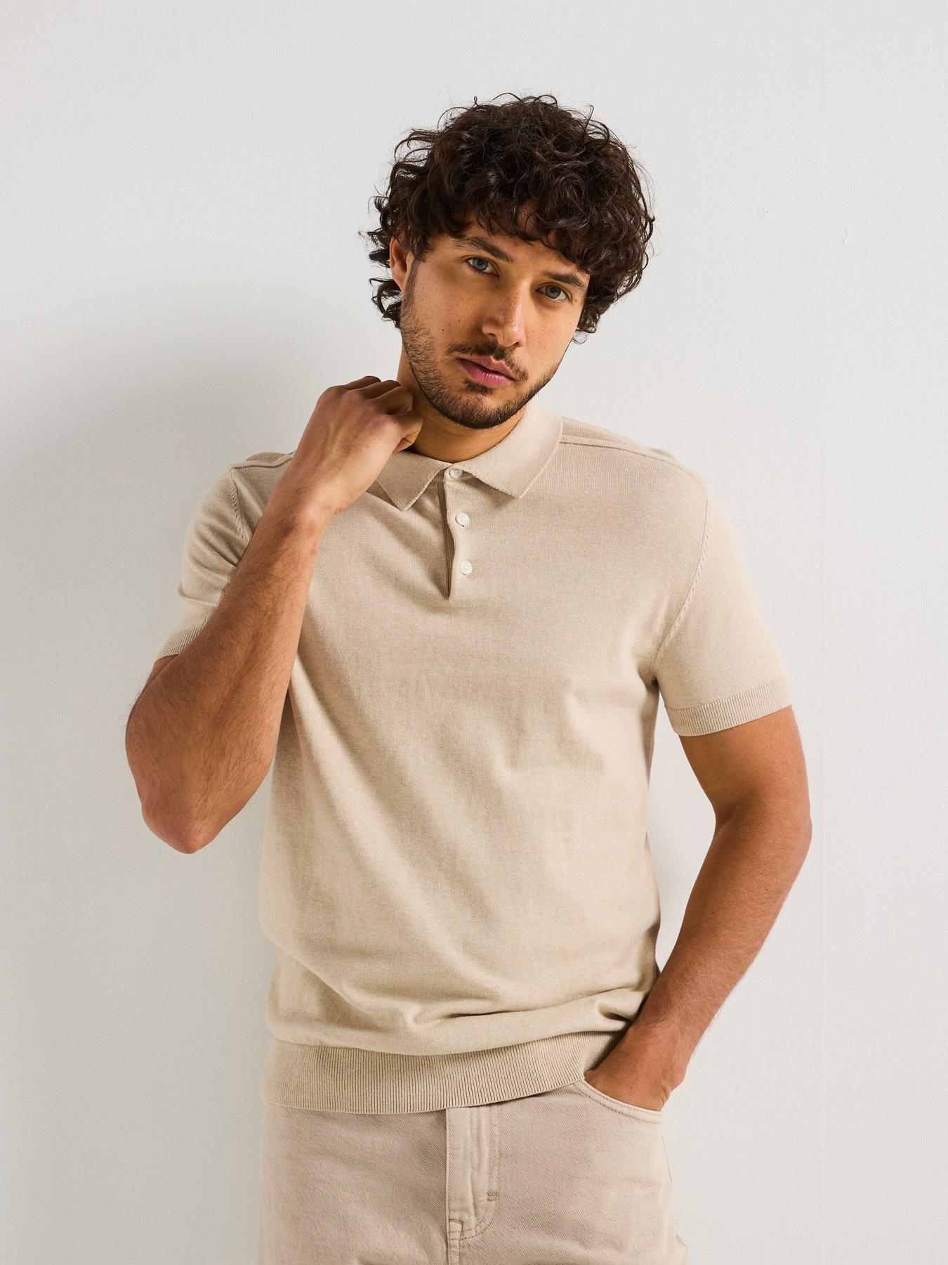 undefined Berg Short Sleeve Knitted Polo - Cream