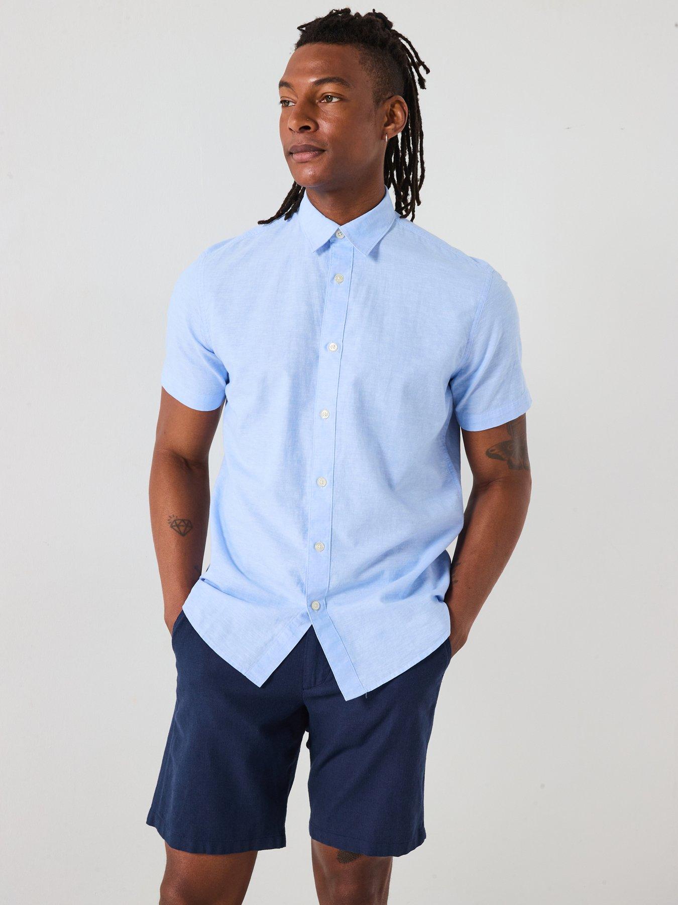 undefined Regular Fit Short Sleeve Shirt - Light Blue