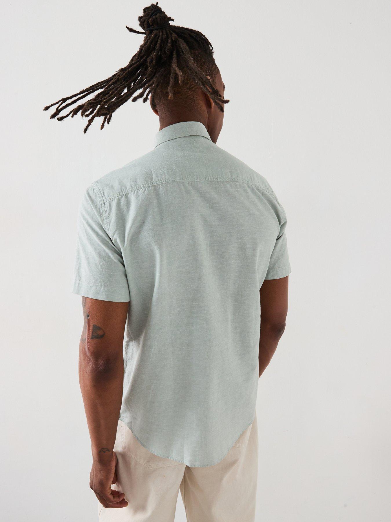 Image 2 of 6 of Selected Homme Regular Fit Short Sleeve Shirt - Light Green