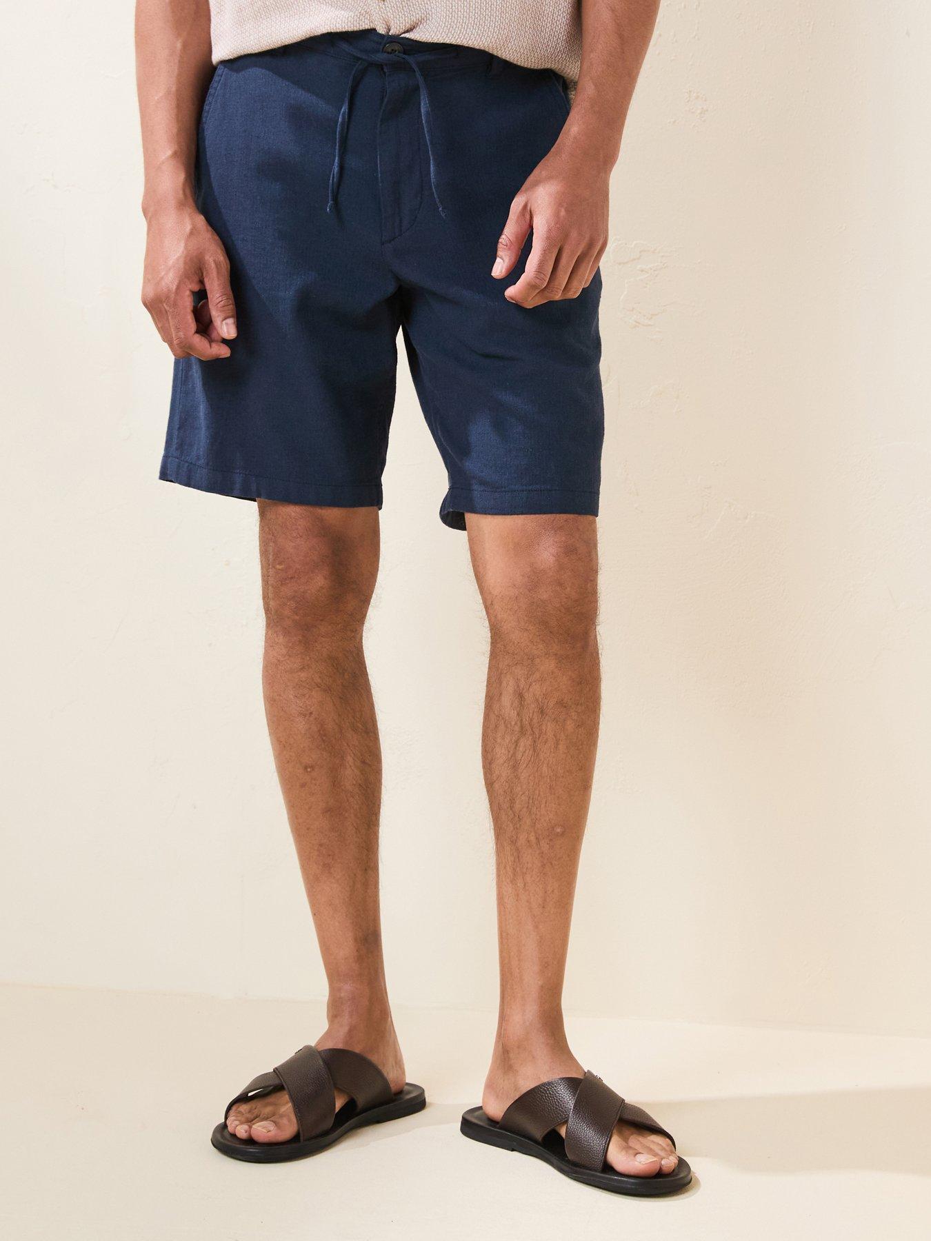 undefined Regular Fit Brody Linen Shorts - Navy