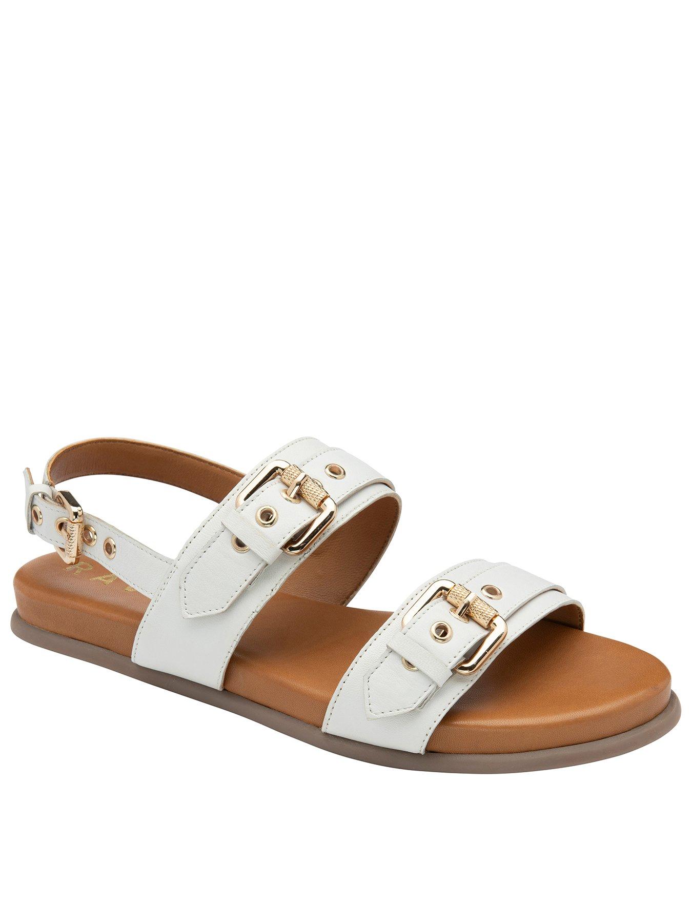Image 1 of 4 of Ravel Sorbie Flat Sandals - White
