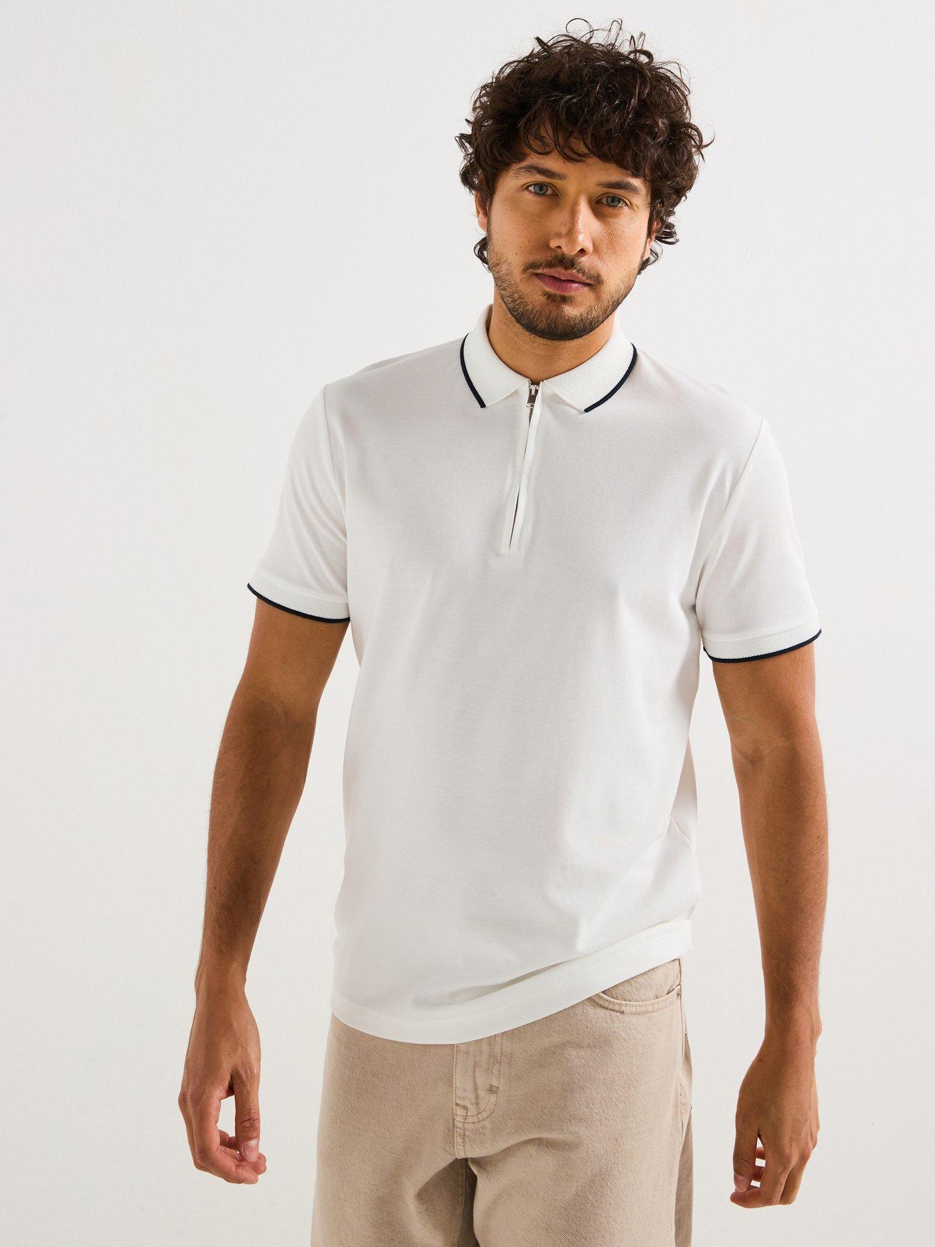 undefined Fave Sport Zip Short Sleeve Polo Shirt - White