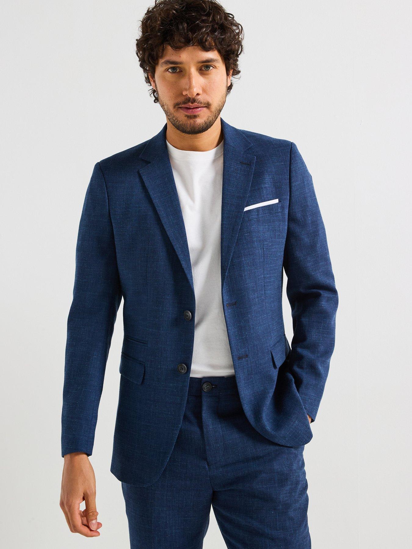 undefined Slim Fit Oasis Linen Blazer - Navy