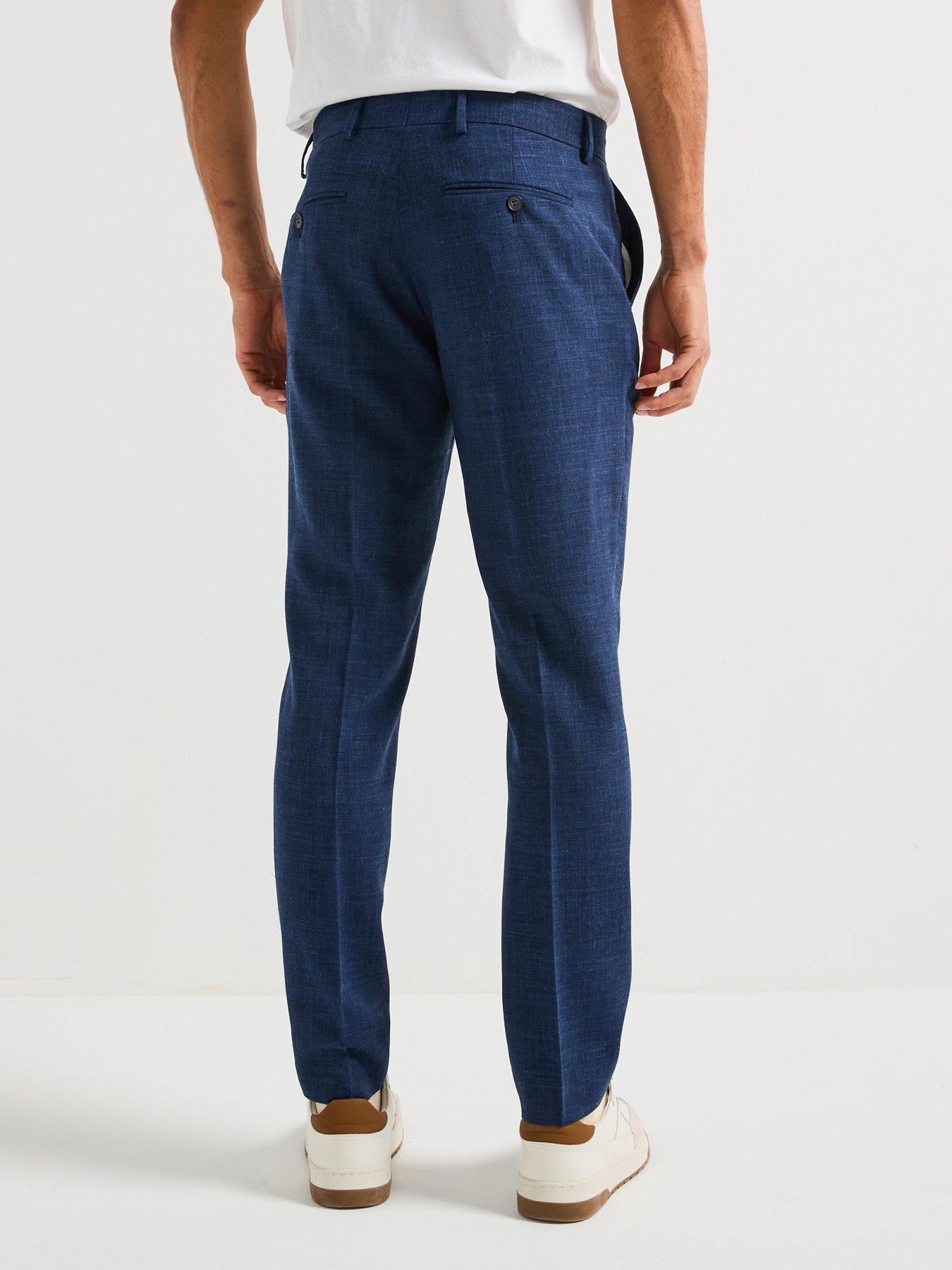 Image 2 of 4 of Selected Homme Slim Fit Oasis Linen Suit Trousers - Navy