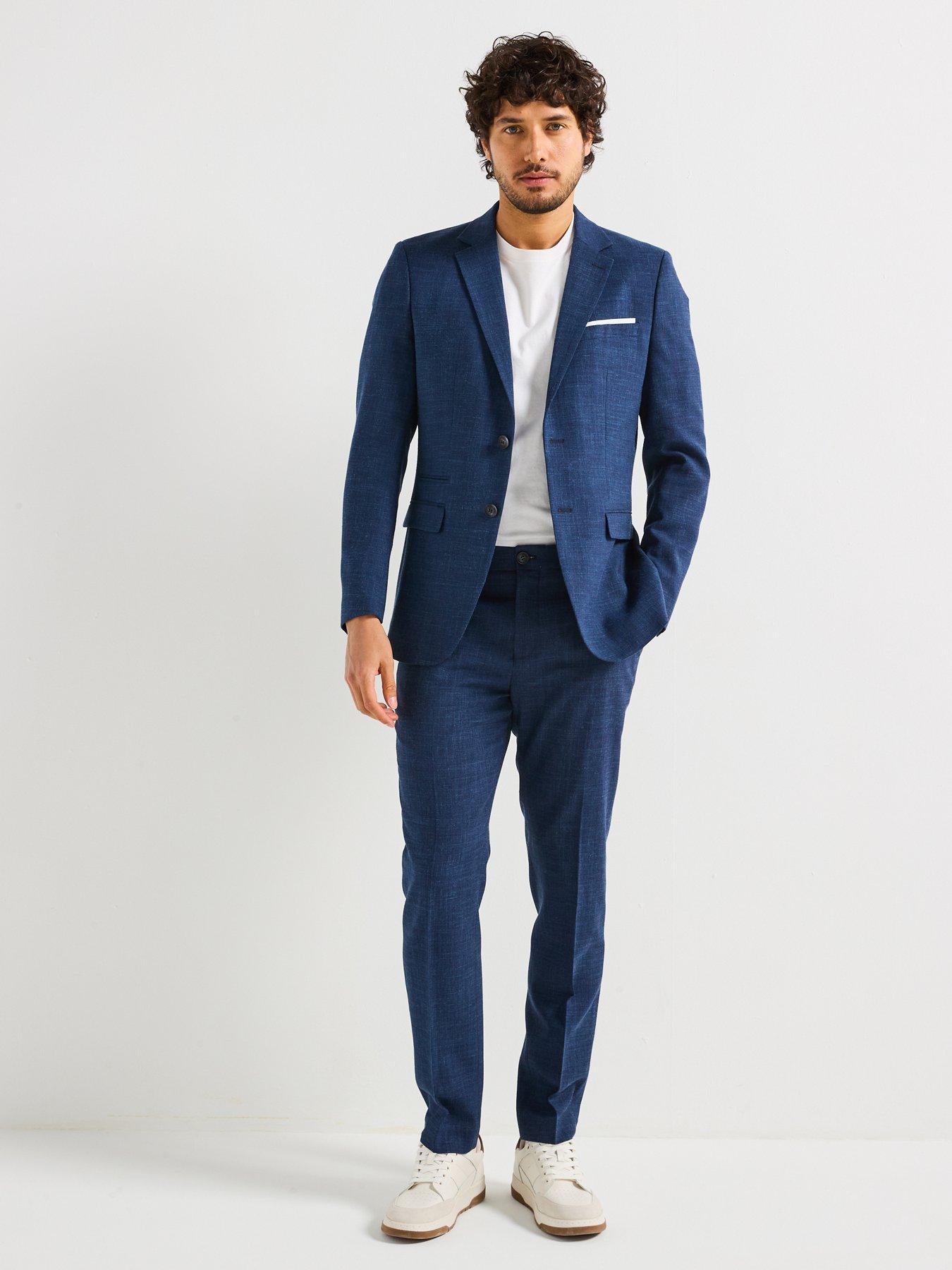 Image 3 of 4 of Selected Homme Slim Fit Oasis Linen Suit Trousers - Navy