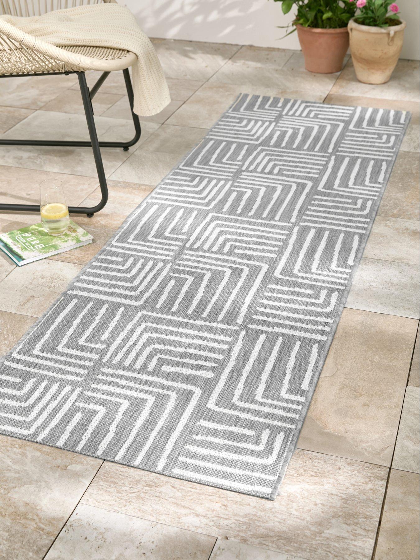 Very Home Element Patches Indoor/Outdoor Runner - Grey