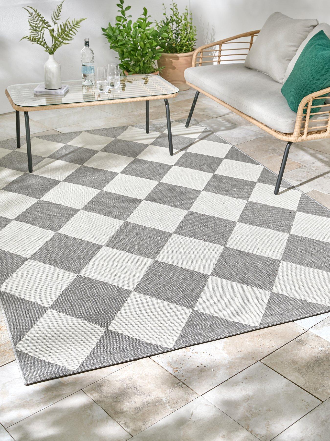 Very Home Element Diamonds Indoor/Outdoor Rug - Grey/White