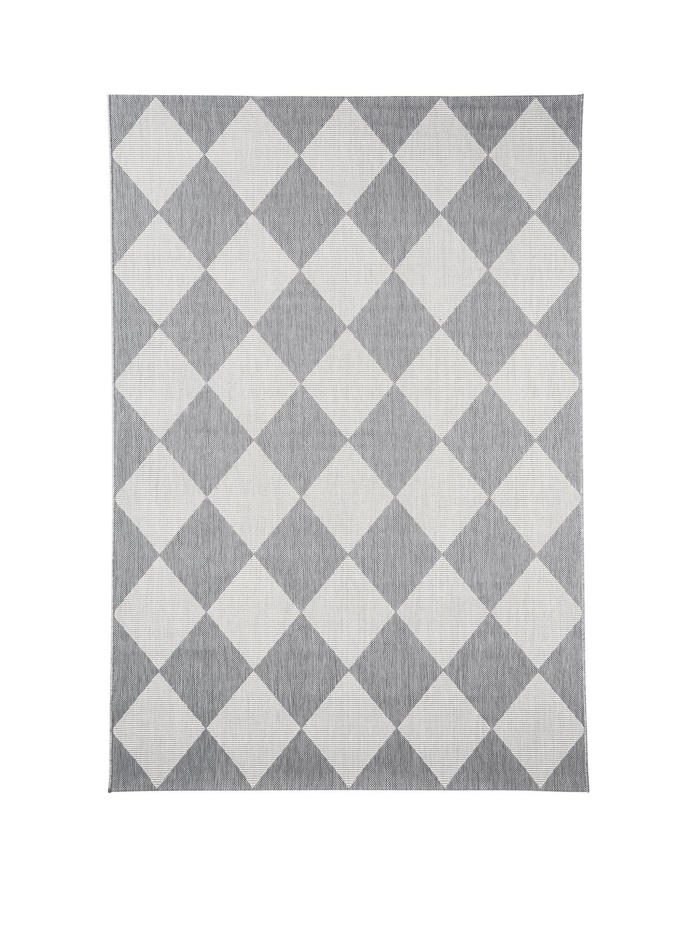 Image 2 of 5 of Very Home Element Diamonds Indoor/Outdoor Rug - Grey/White