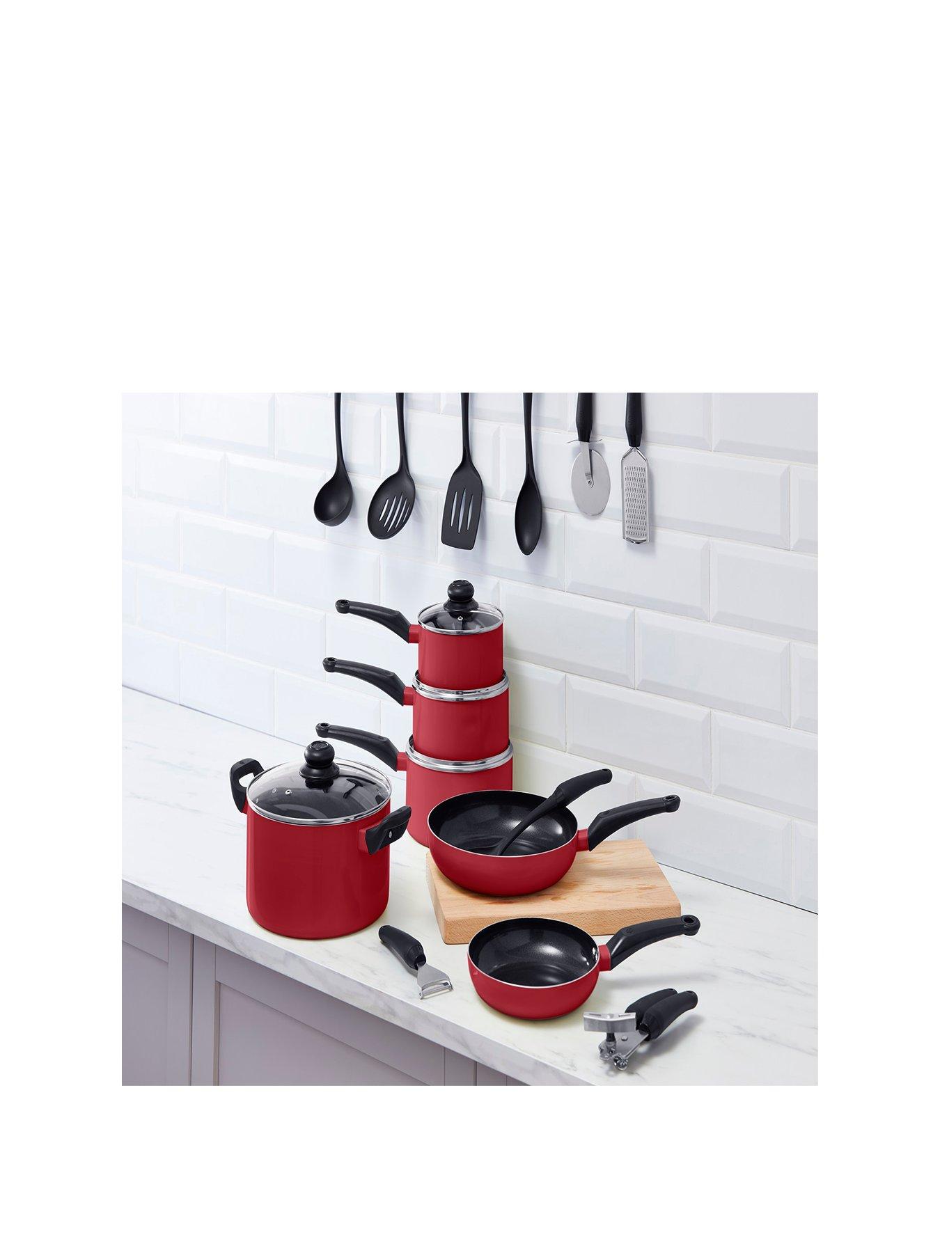 Swan Townhouse 14-Piece Pan and Kitchen Tool Set - Red | Very