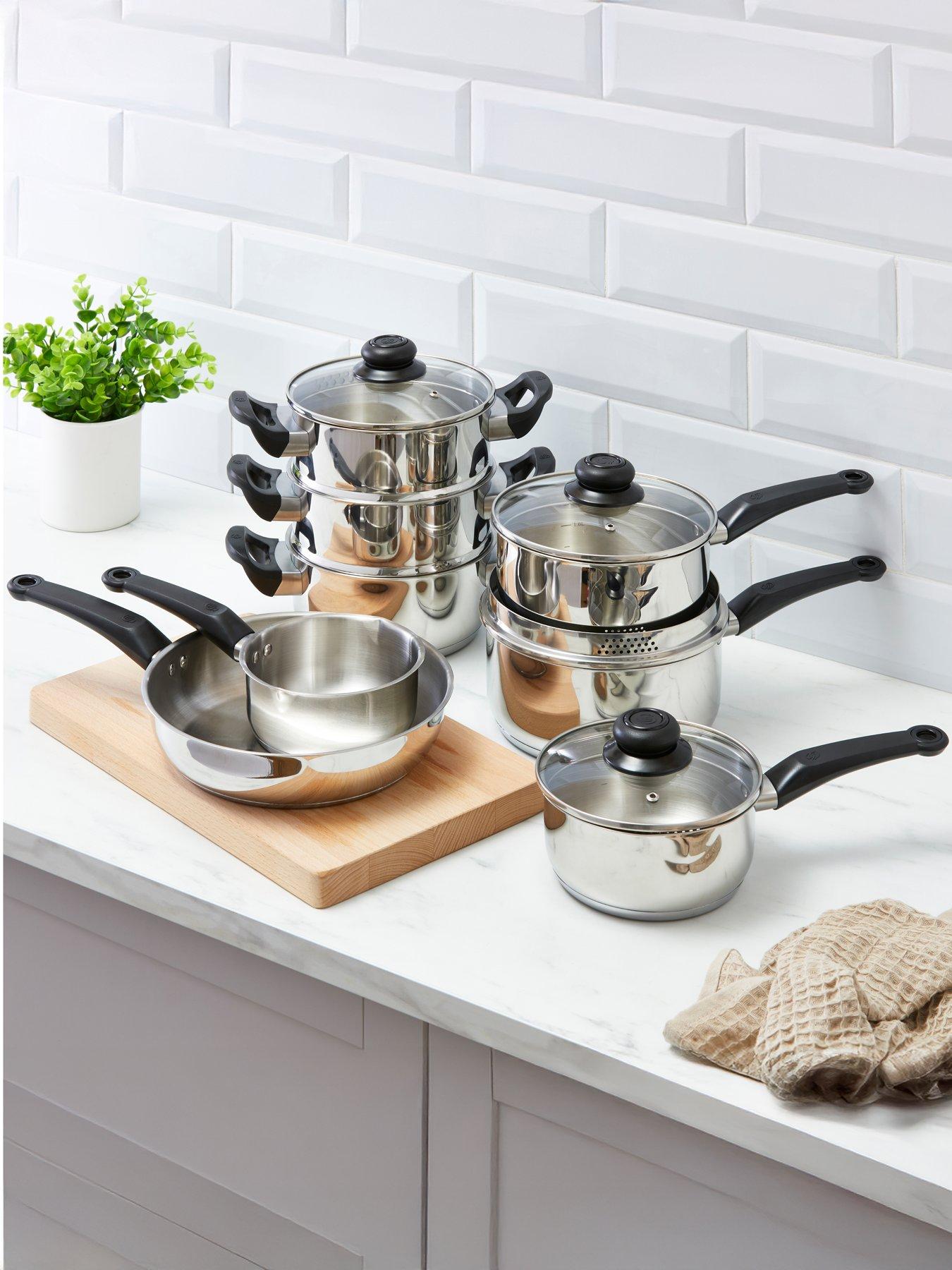 Swan Townhouse 8-Piece Stainless Steel Pan Set