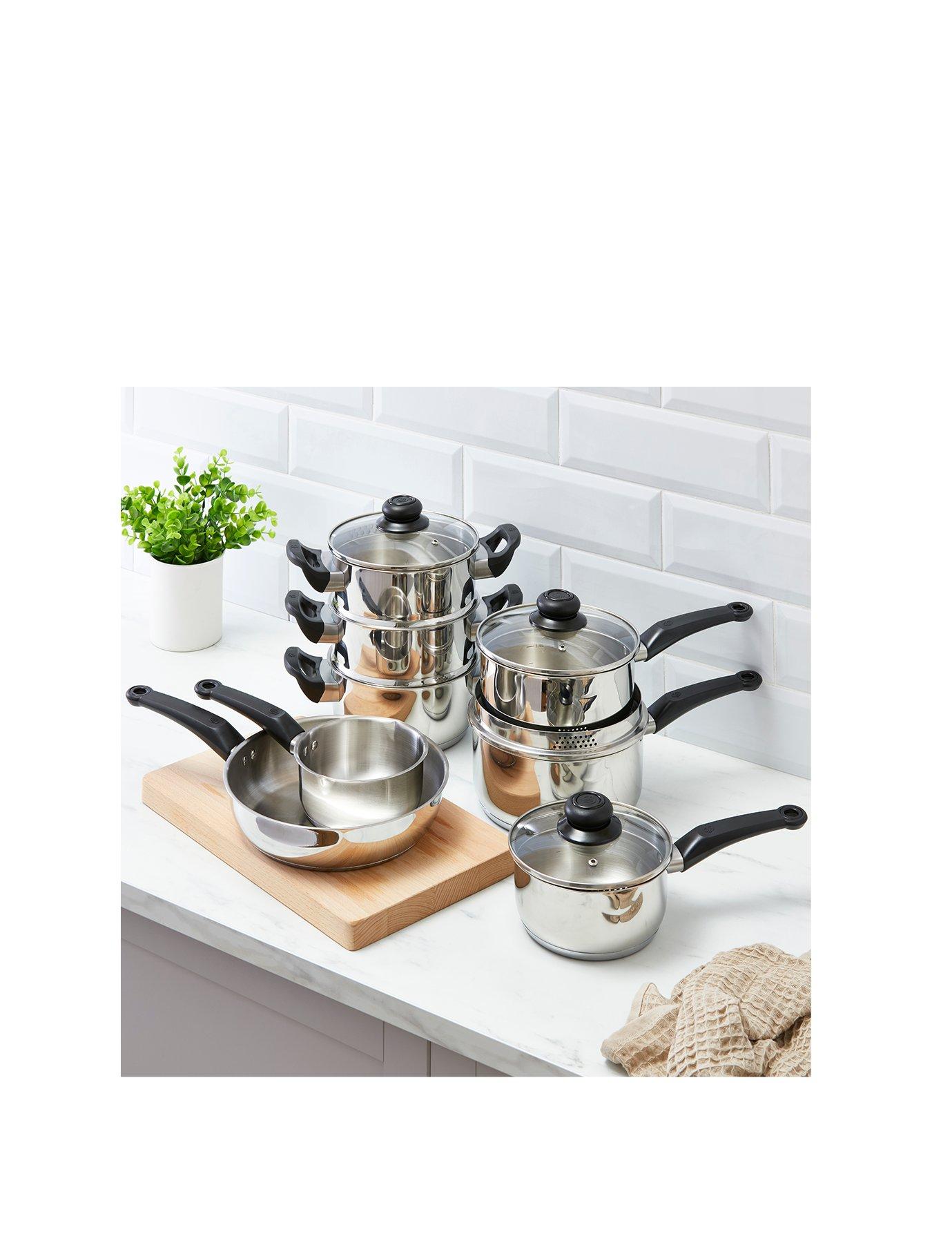 Product photograph of Swan Townhouse 8 Piece Cookware Set from very.co.uk