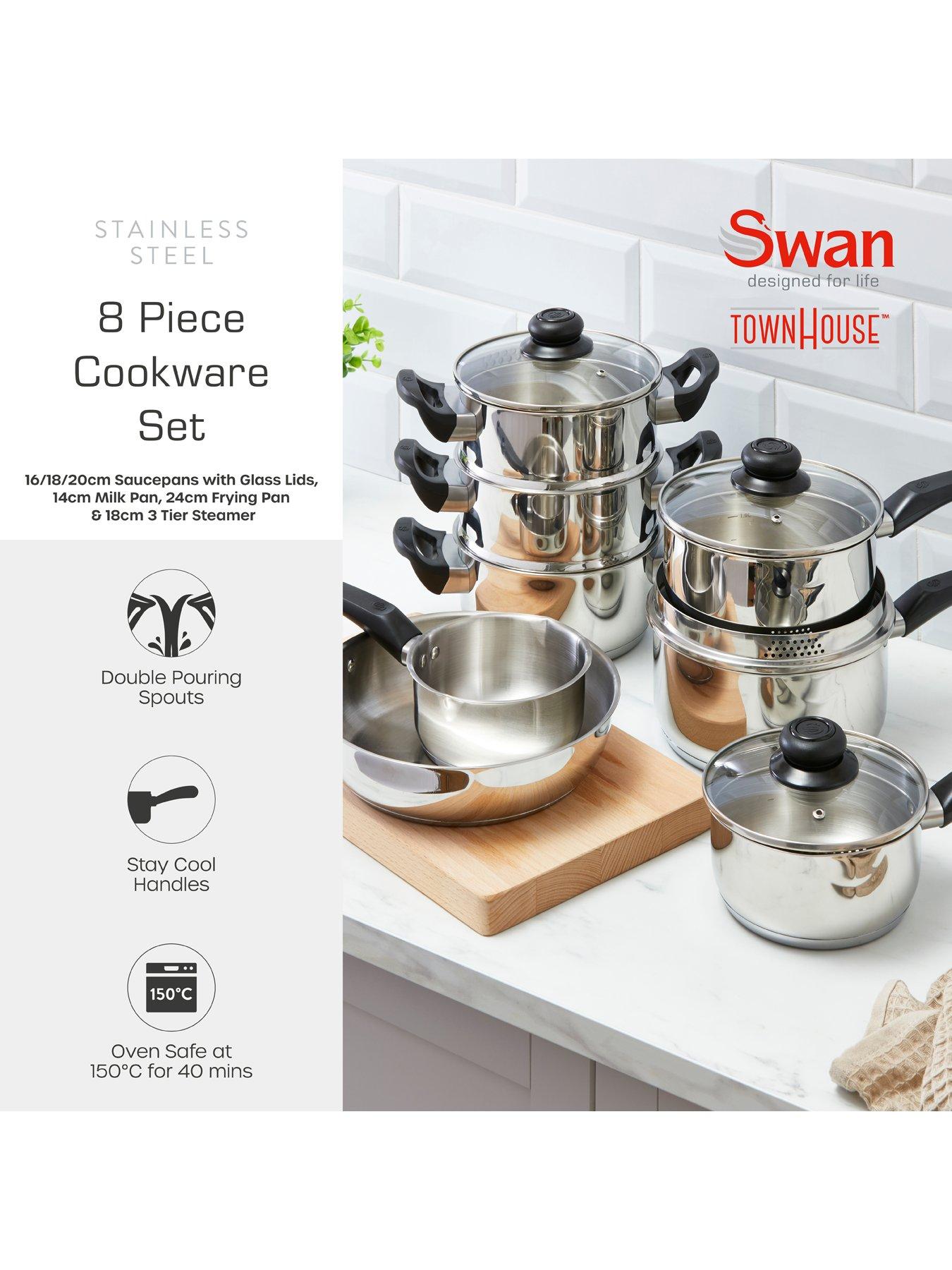 Image 3 of 7 of Swan Townhouse 8-Piece Stainless Steel Pan Set
