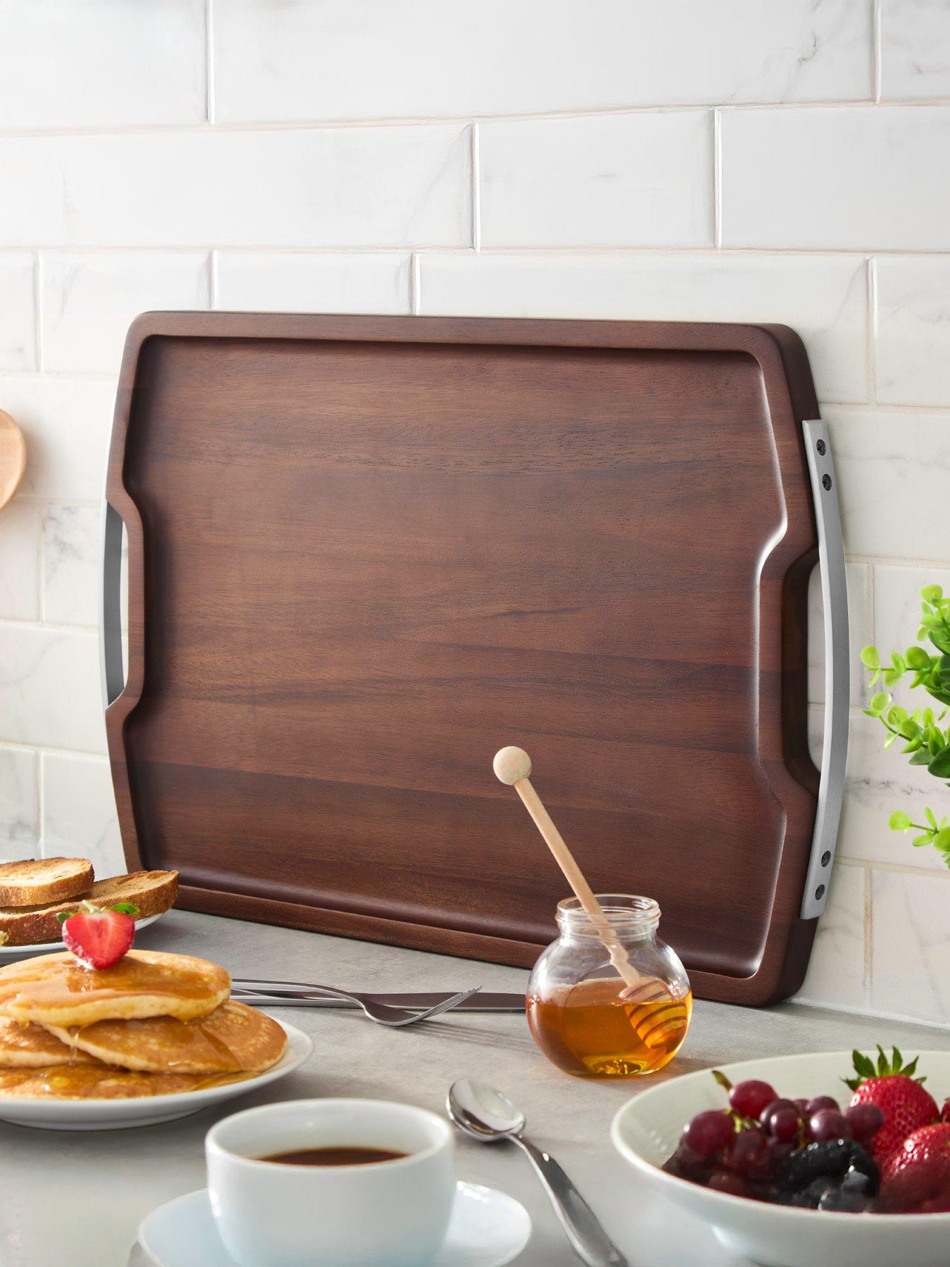 Image 1 of 6 of Sur La Table Large Rectangular Serving Tray Acacia Wood &ndash; Walnut
