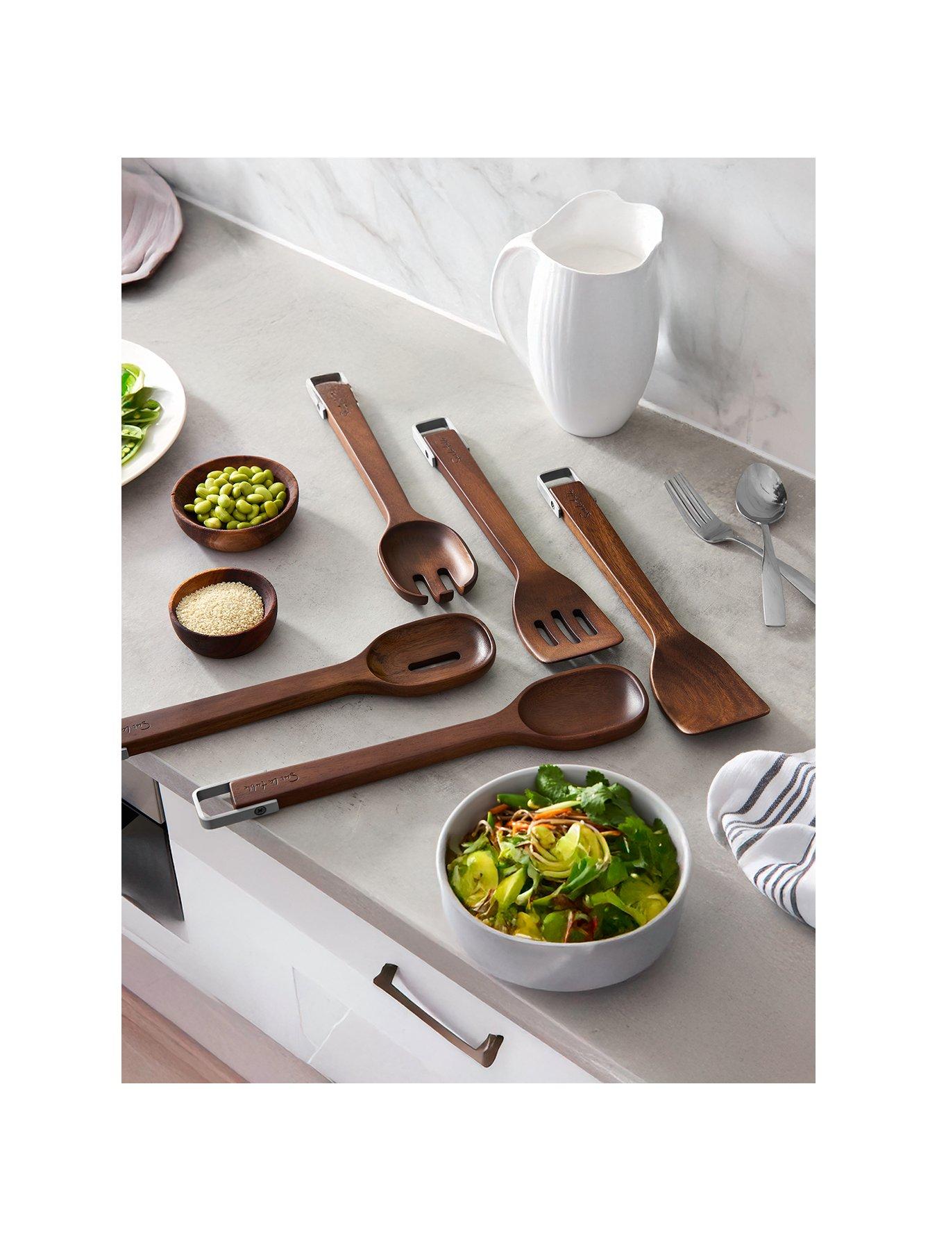 Sur La Table Set of 5 Acacia Wood Utensils- Walnut