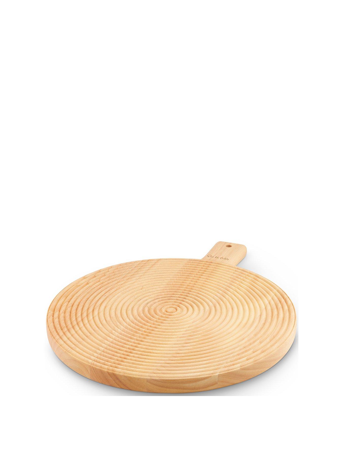 Image 2 of 7 of Sur La Table Large Round Paddle Serving Board- Hevea Wood
