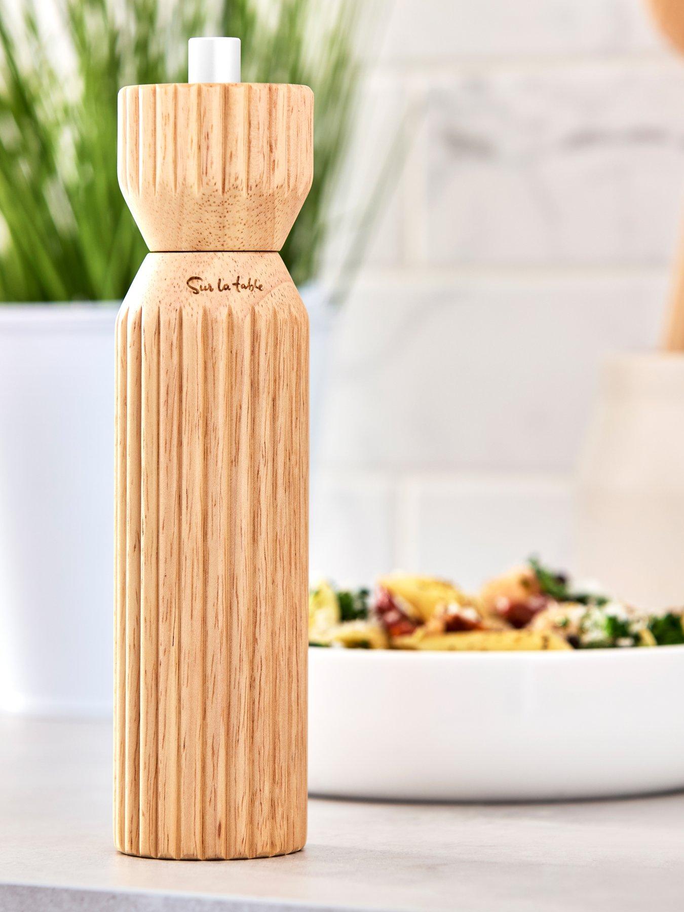 Sur La Table Fluted Hevea Wood Salt/Pepper Mill