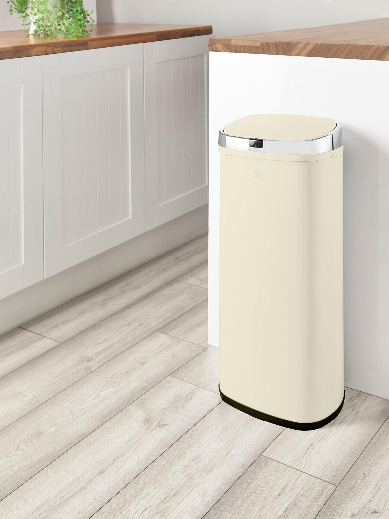 Product photograph of Swan 50l Square Sensor Bin Cream from very.co.uk
