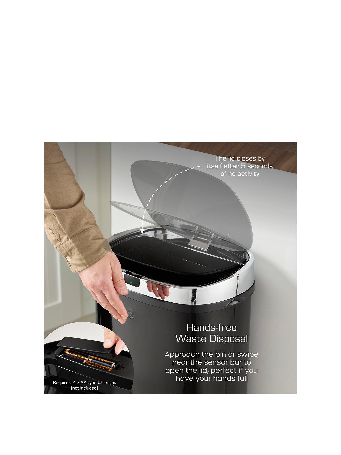 Image 2 of 6 of Swan Townhouse 42-Litre Square Sensor Bin in Black