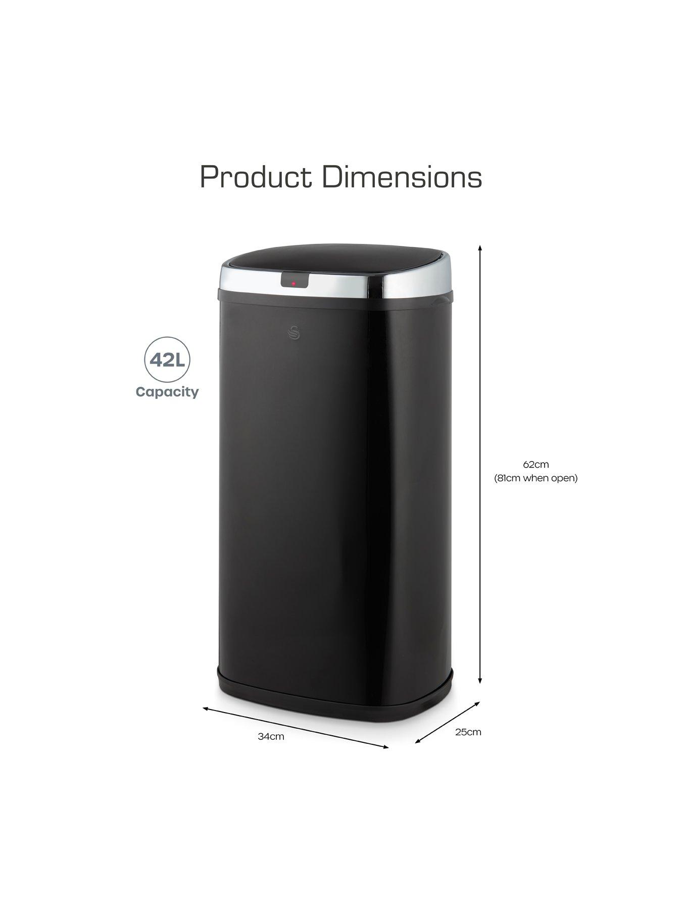 Image 5 of 6 of Swan Townhouse 42-Litre Square Sensor Bin in Black