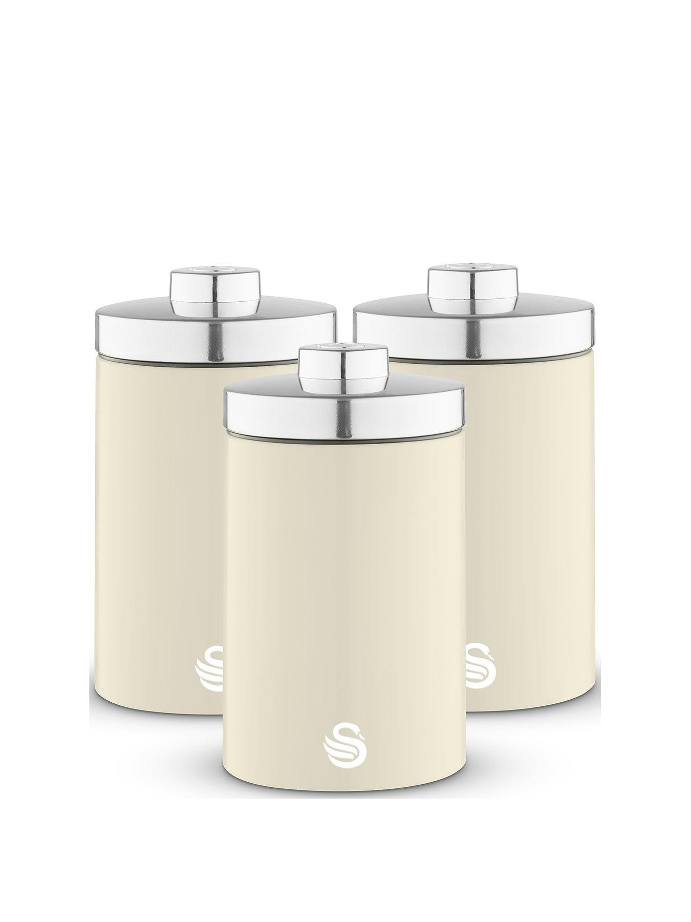 Image 1 of 6 of Swan Townhouse Set of 3 Storage Canisters for Coffee/Sugar/Tea- Cream