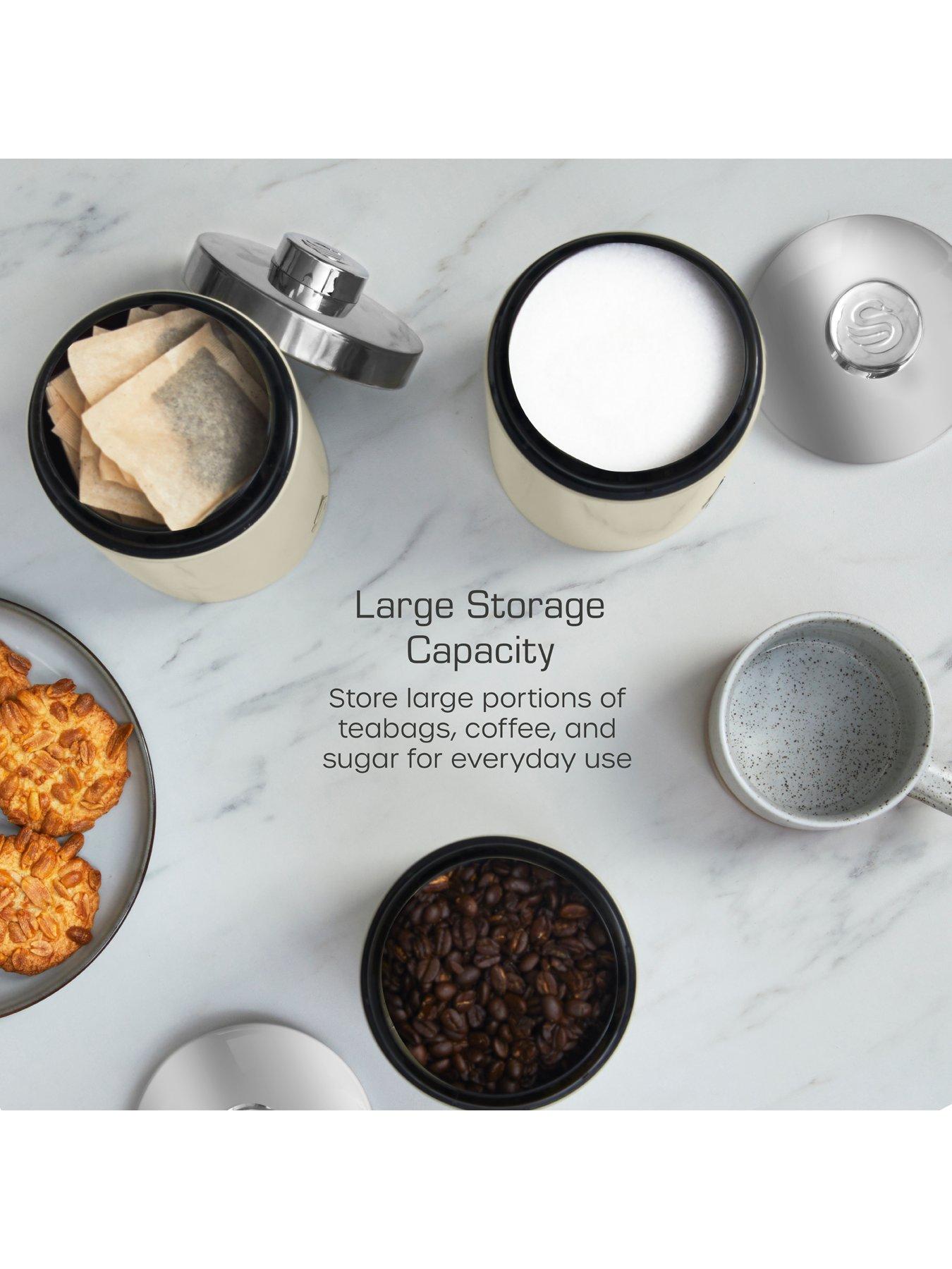 Image 3 of 6 of Swan Townhouse Set of 3 Storage Canisters for Coffee/Sugar/Tea- Cream