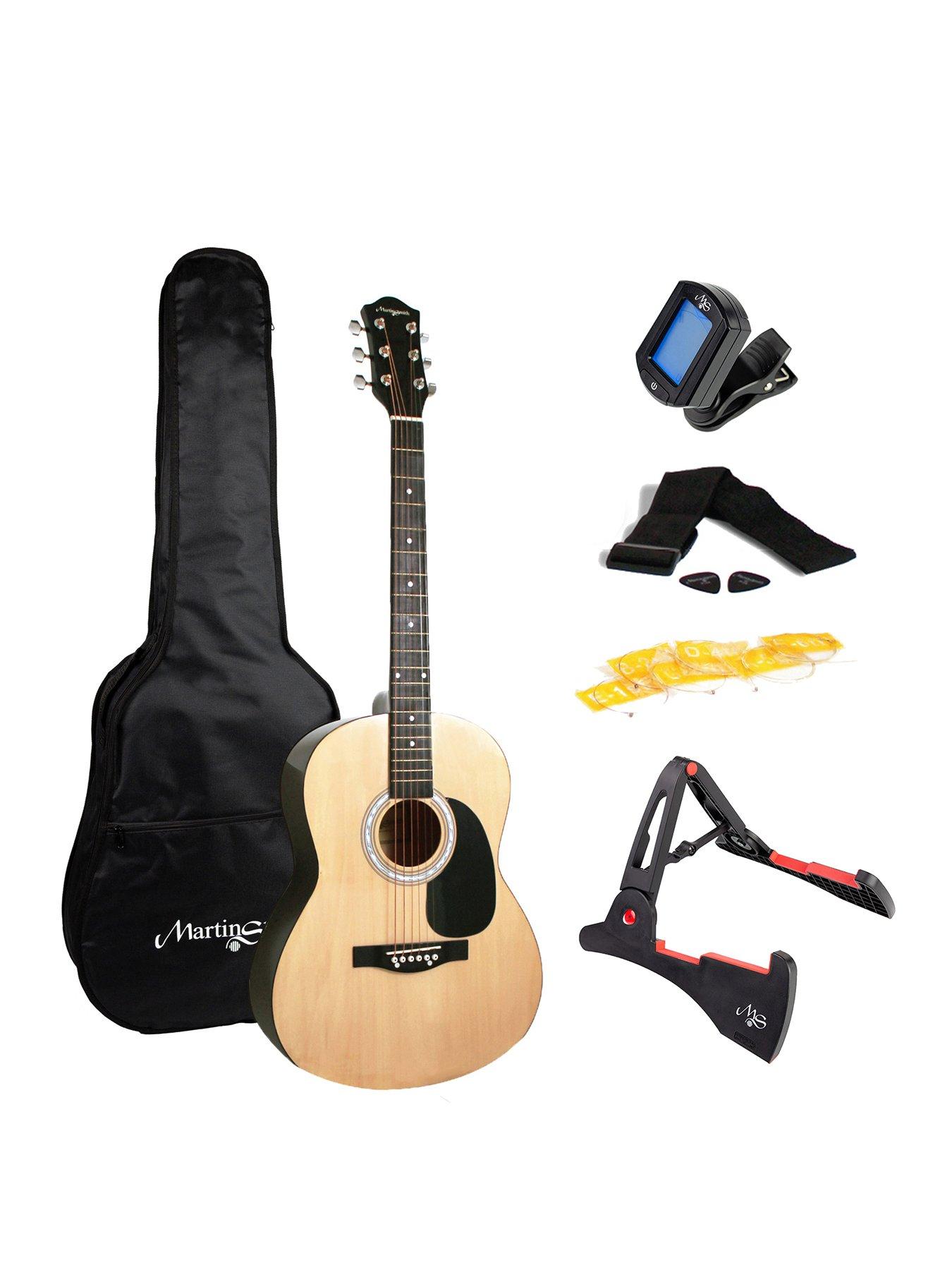 Image 1 of 7 of Martin Smith Acoustic Guitar Kit with Full-Size Guitar, Stand, Tuner, Bag, Strap, Plectrums, Spare Strings &amp; Lessons