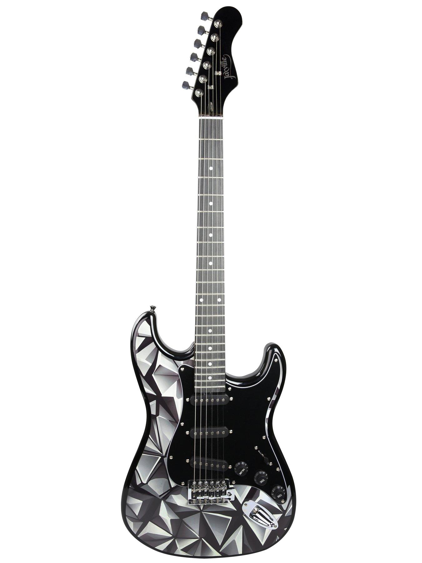 Image 2 of 7 of Jaxville Full Size Electric Guitar Beginner Starter Kit, Geo - Style Guitar with 10W Amp, Gig Bag, Strap, Cable,Strings, Picks &amp; Online Lessons